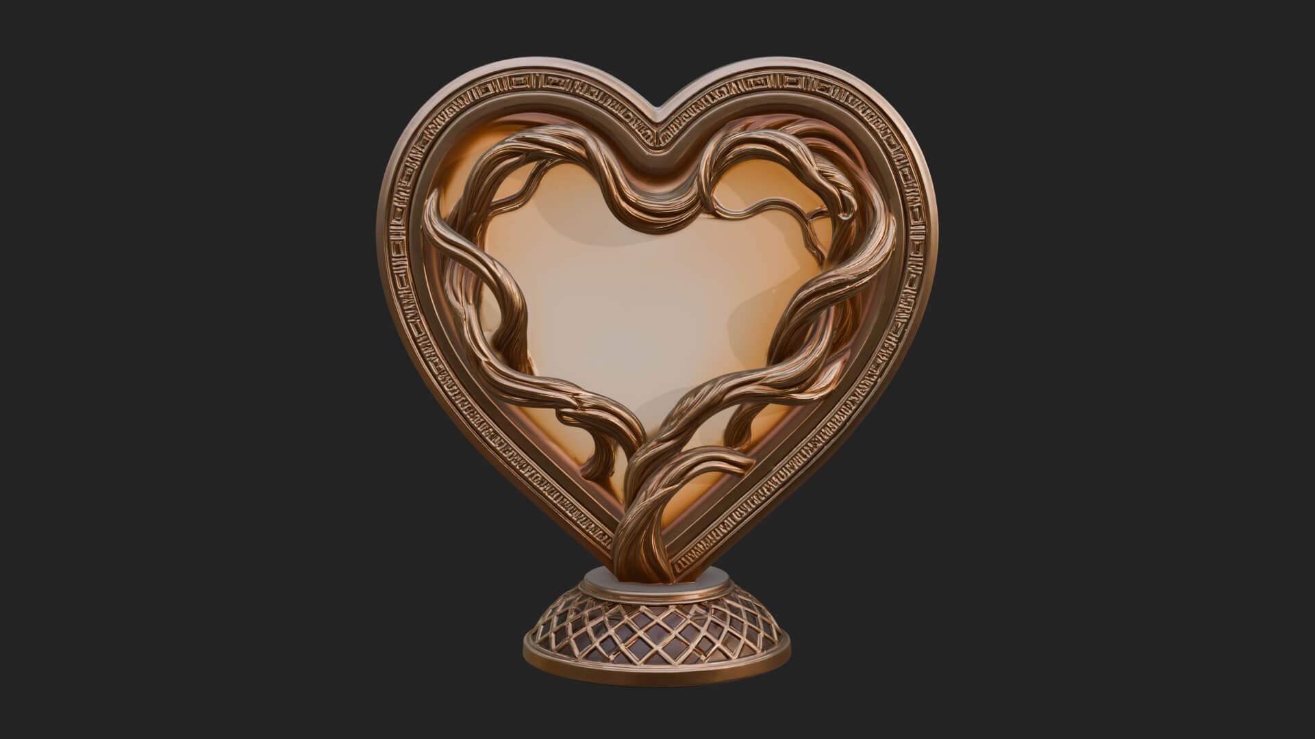 Ornate Framed Heart Plaque Design 203 3D Print Model 3D Model