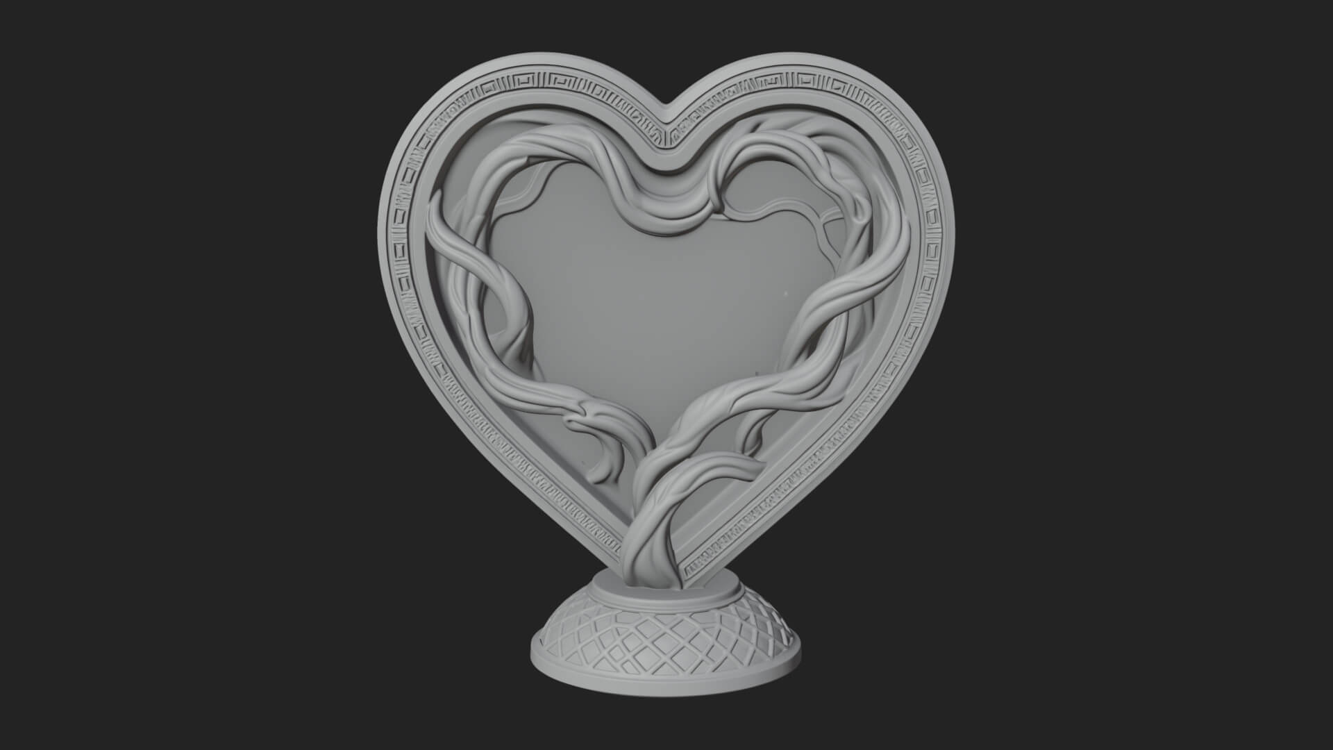 Ornate Framed Heart Plaque Design 203 3D Print Model 3D Model