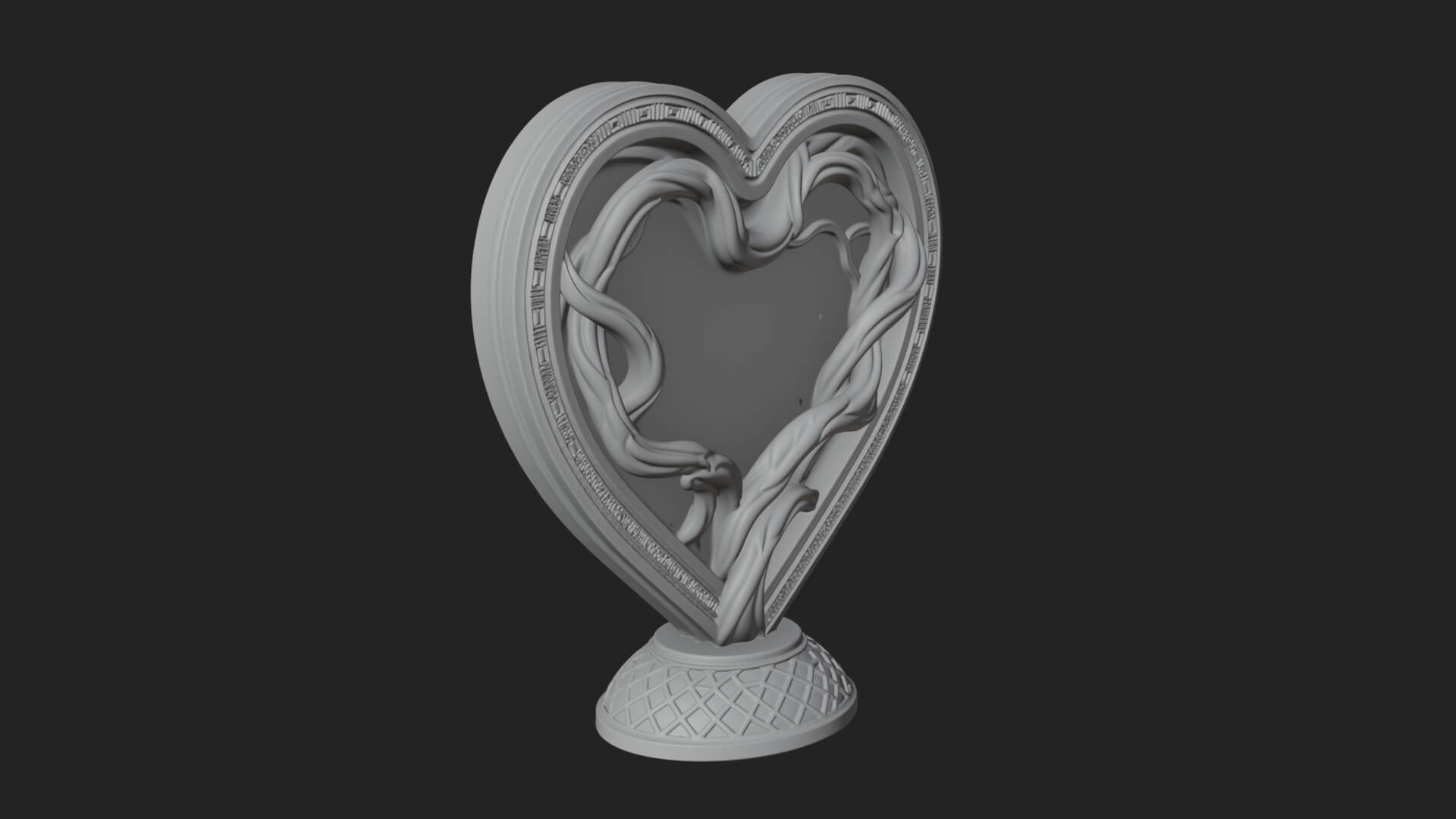 Ornate Framed Heart Plaque Design 203 3D Print Model 3D Model
