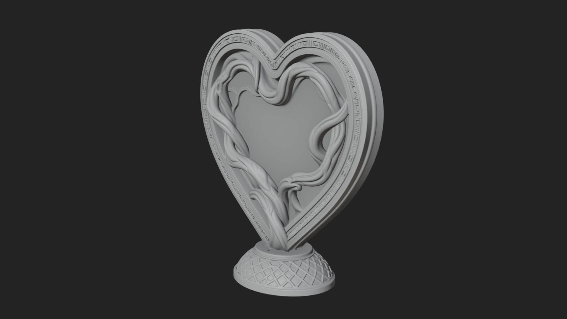 Ornate Framed Heart Plaque Design 203 3D Print Model 3D Model