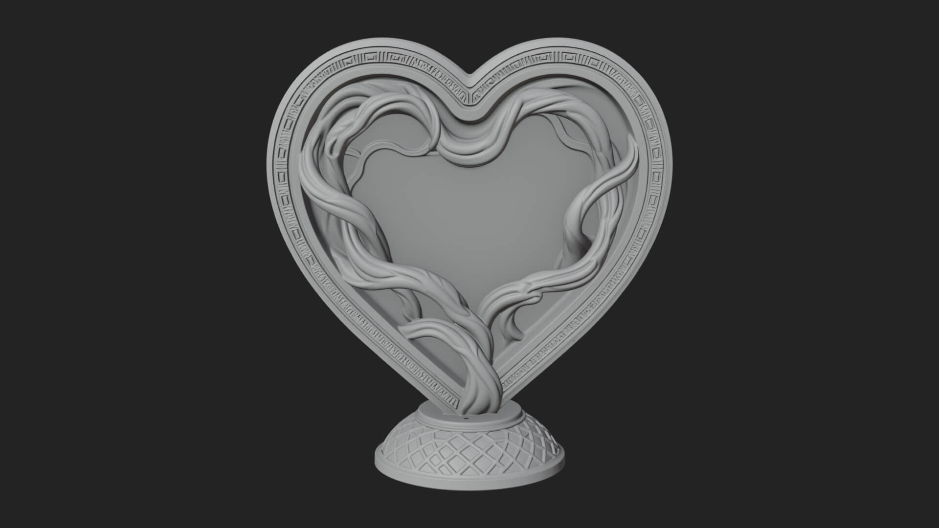 Ornate Framed Heart Plaque Design 203 3D Print Model 3D Model