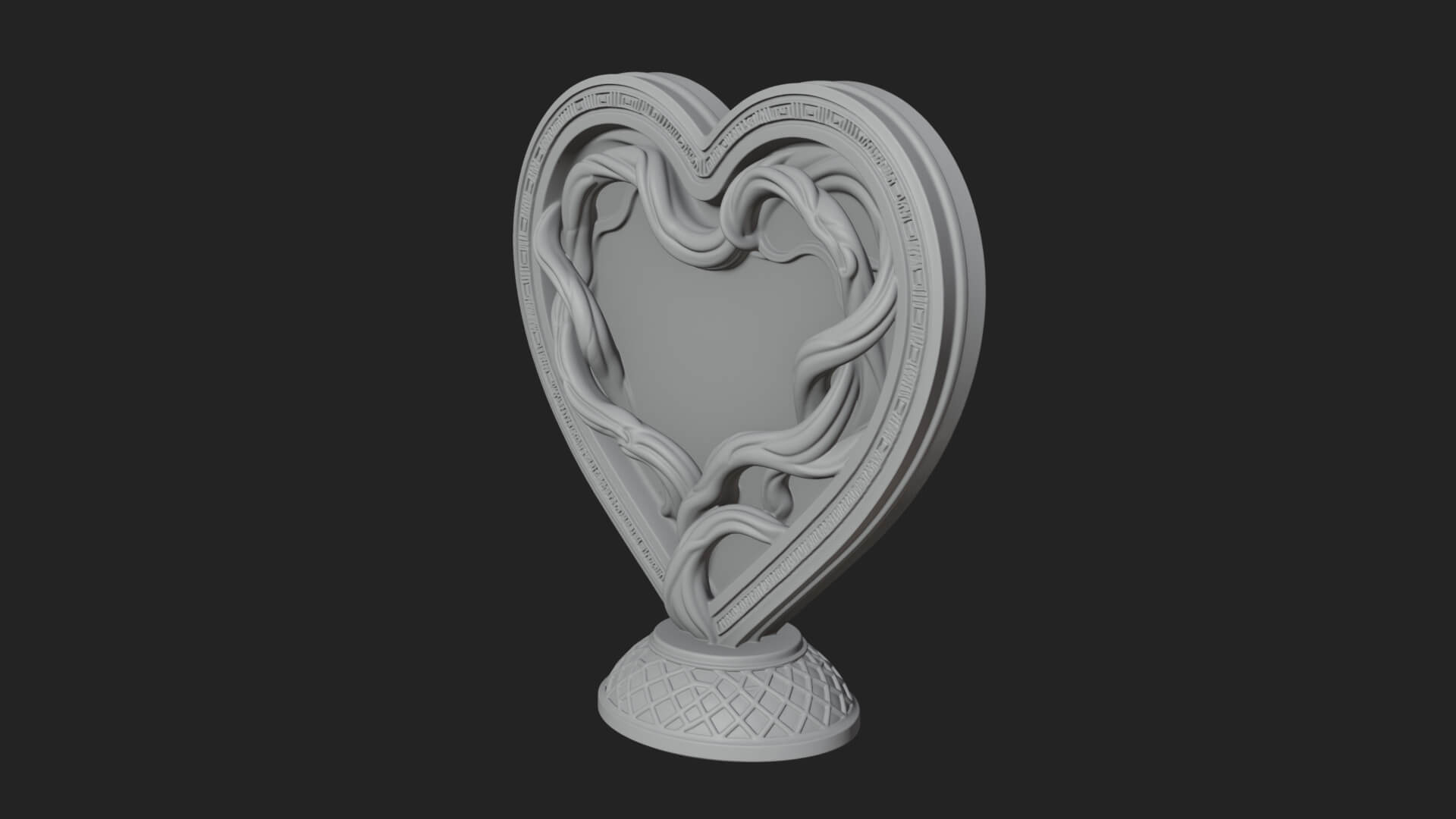 Ornate Framed Heart Plaque Design 203 3D Print Model 3D Model