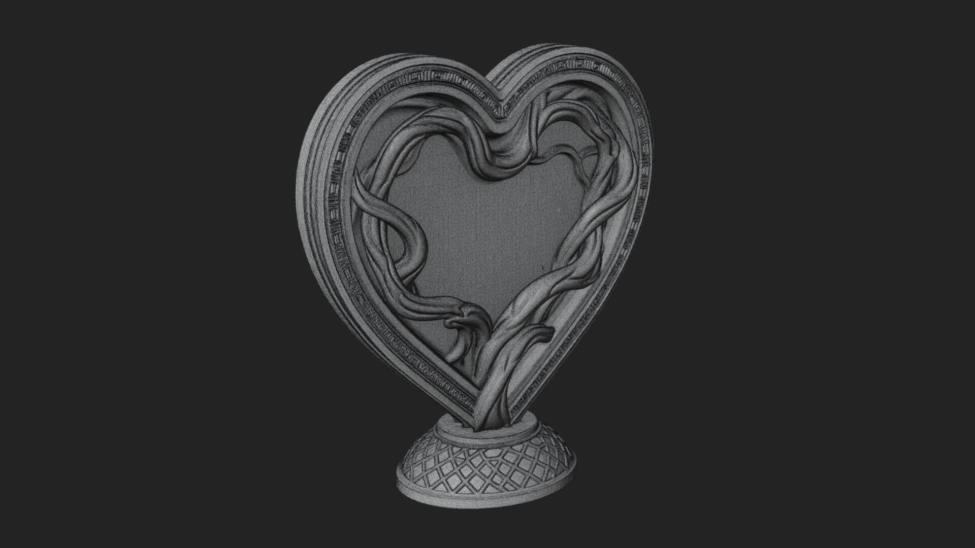 Ornate Framed Heart Plaque Design 203 3D Print Model 3D Model