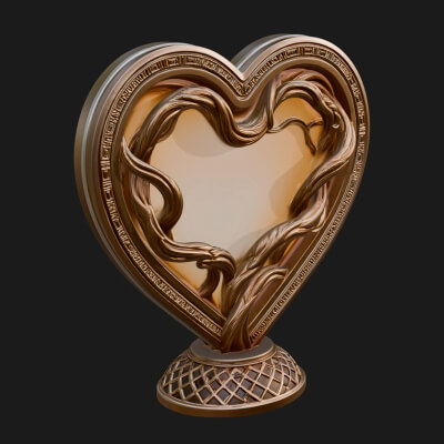 Ornate Framed Heart Plaque Design 203 3D Print Model