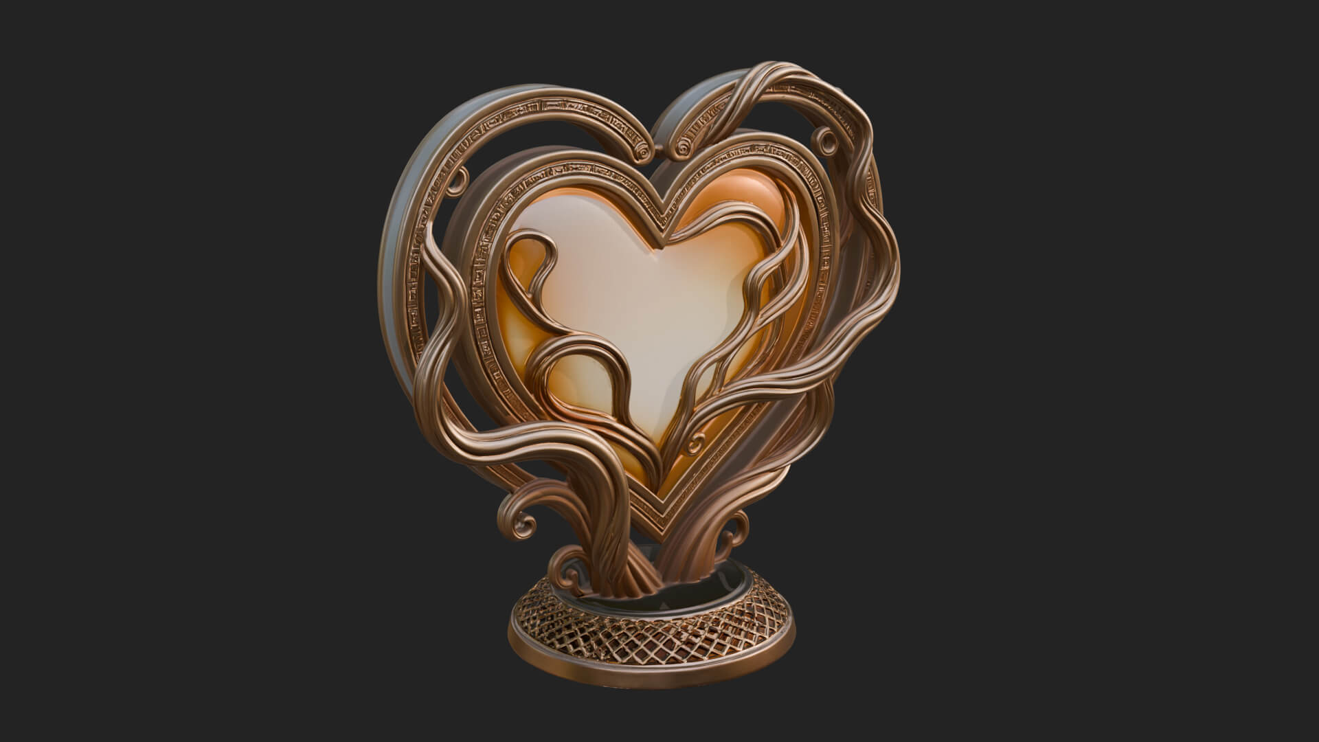 Ornate Framed Heart Plaque Design 204 3D Print Model 3D Model