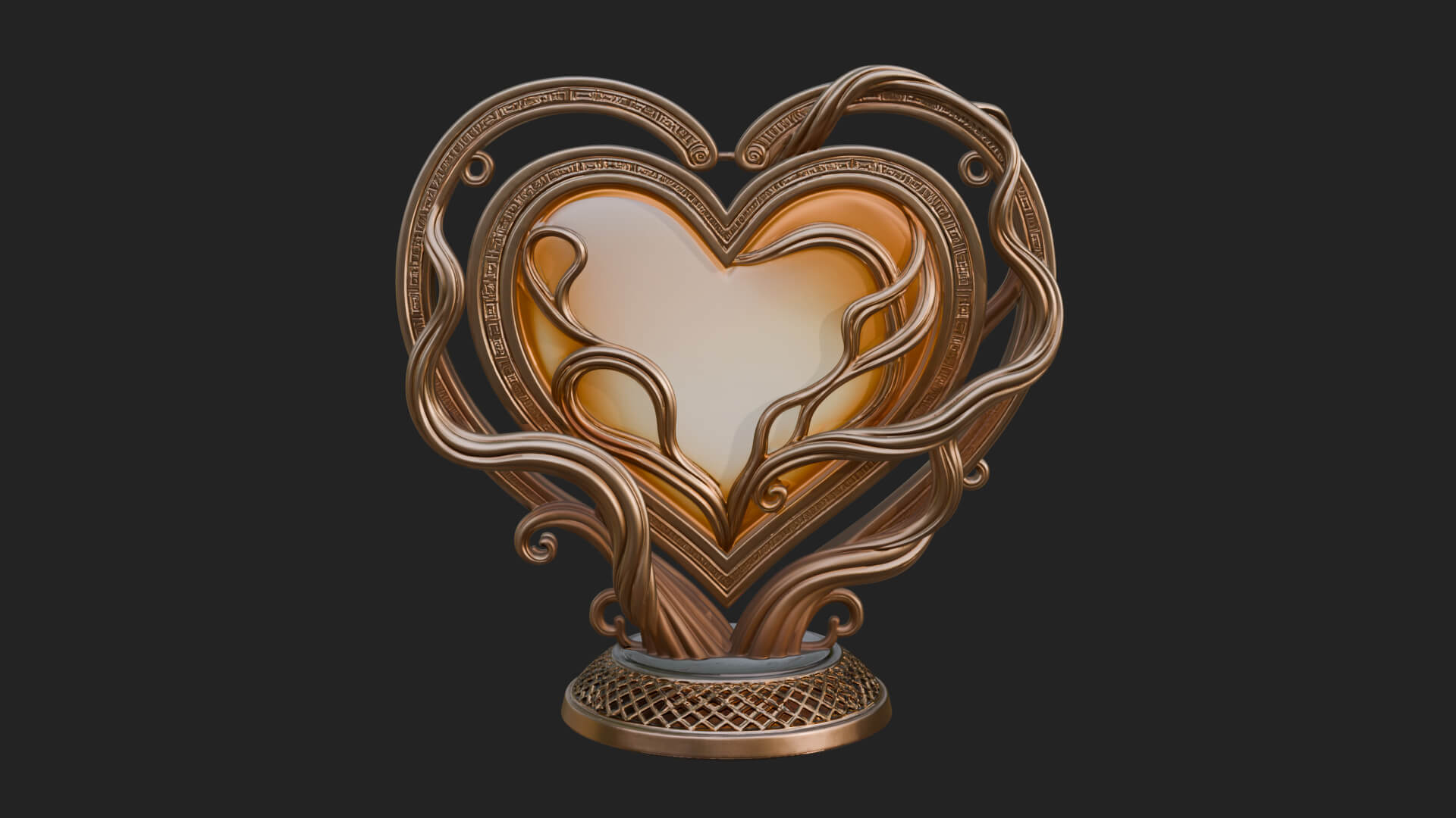 Ornate Framed Heart Plaque Design 204 3D Print Model 3D Model