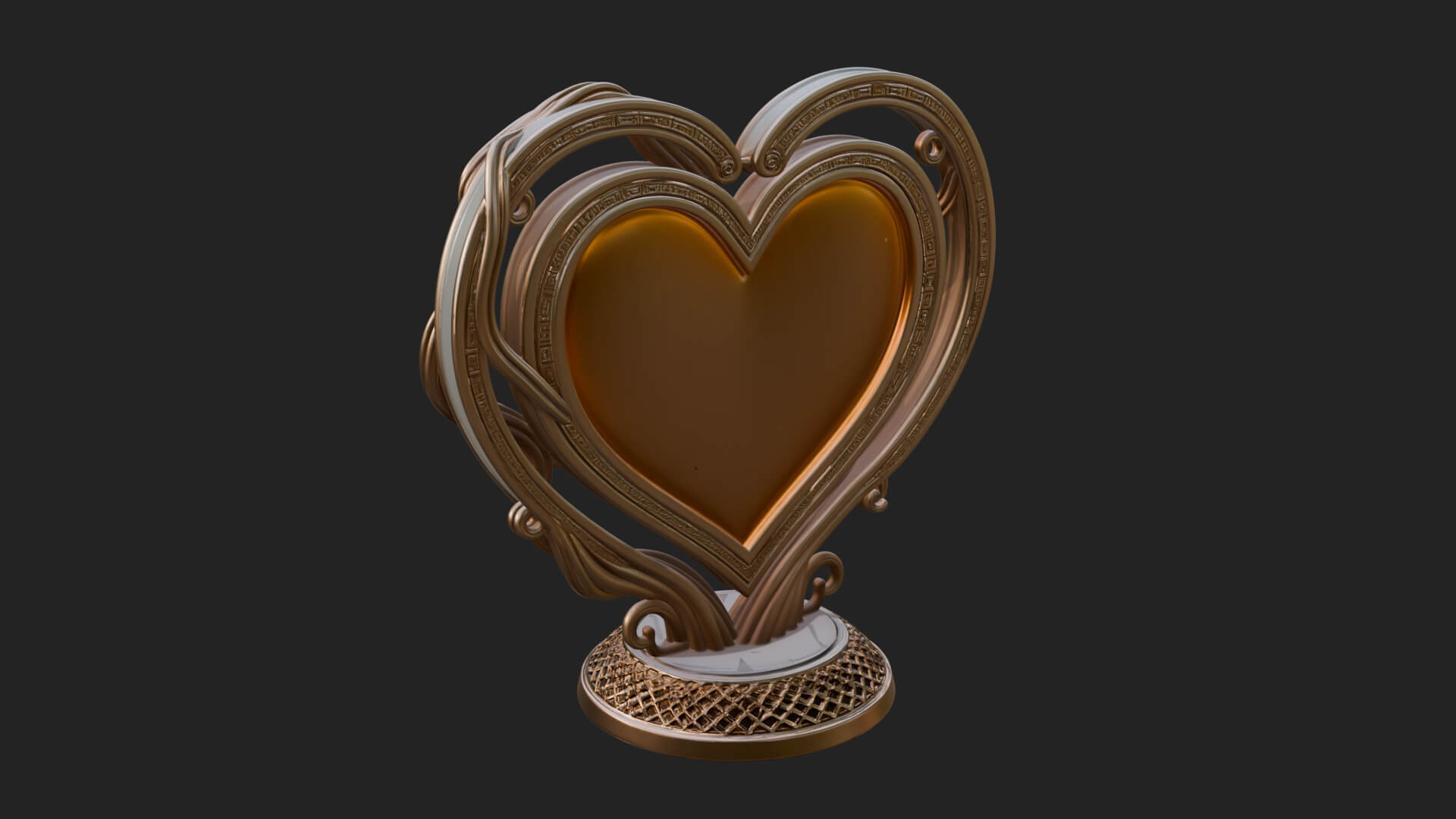 Ornate Framed Heart Plaque Design 204 3D Print Model 3D Model