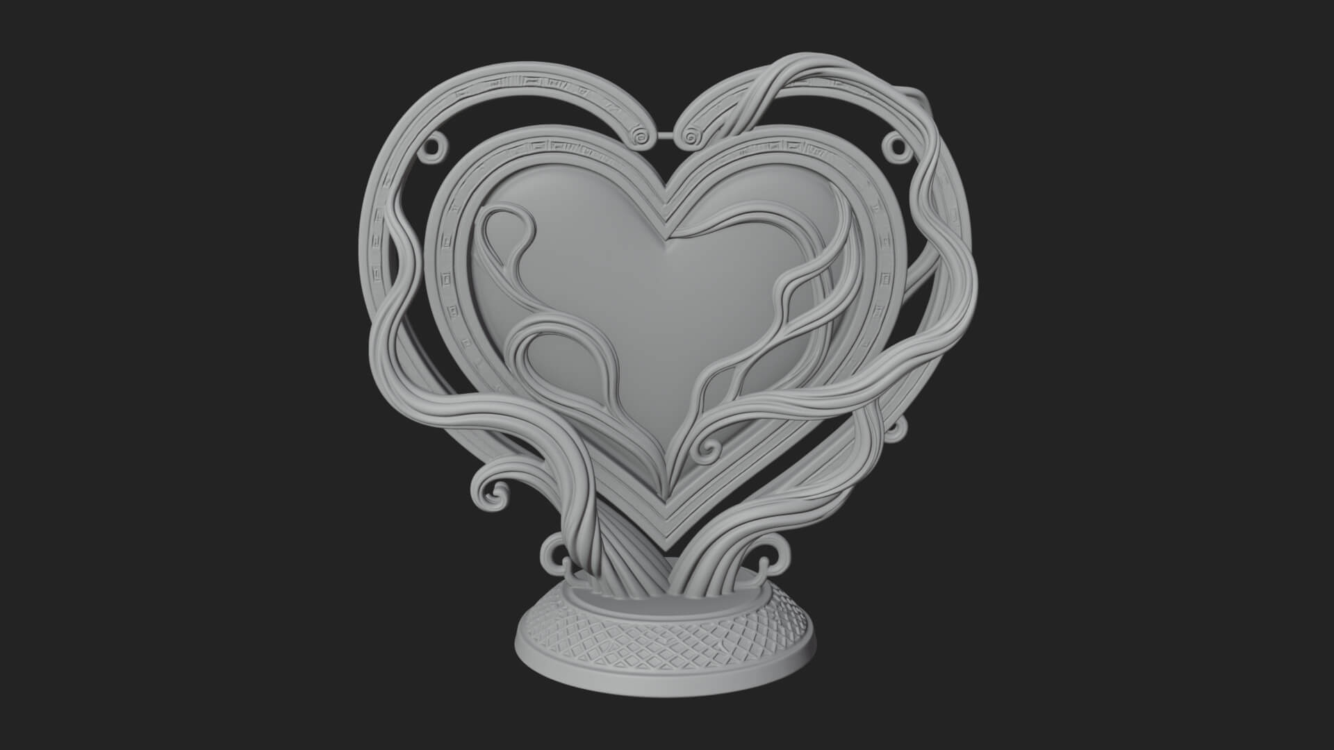 Ornate Framed Heart Plaque Design 204 3D Print Model 3D Model