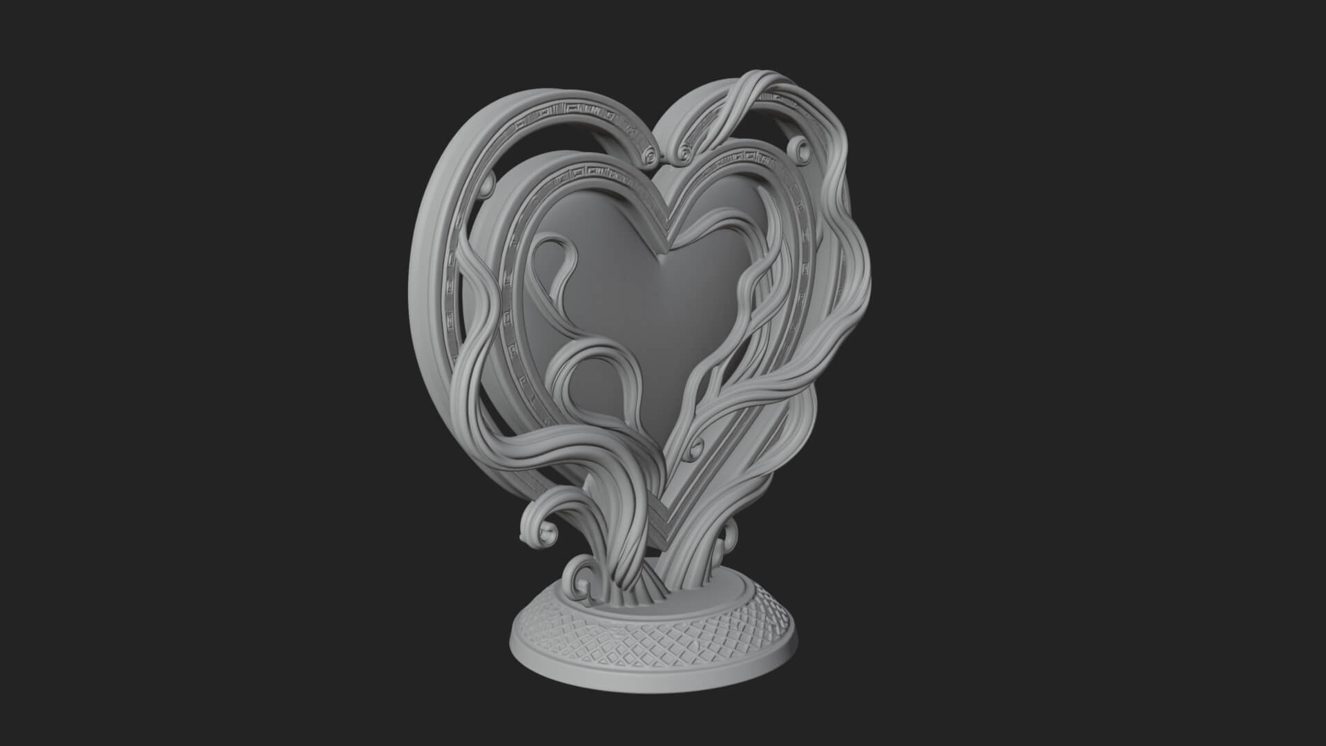 Ornate Framed Heart Plaque Design 204 3D Print Model 3D Model