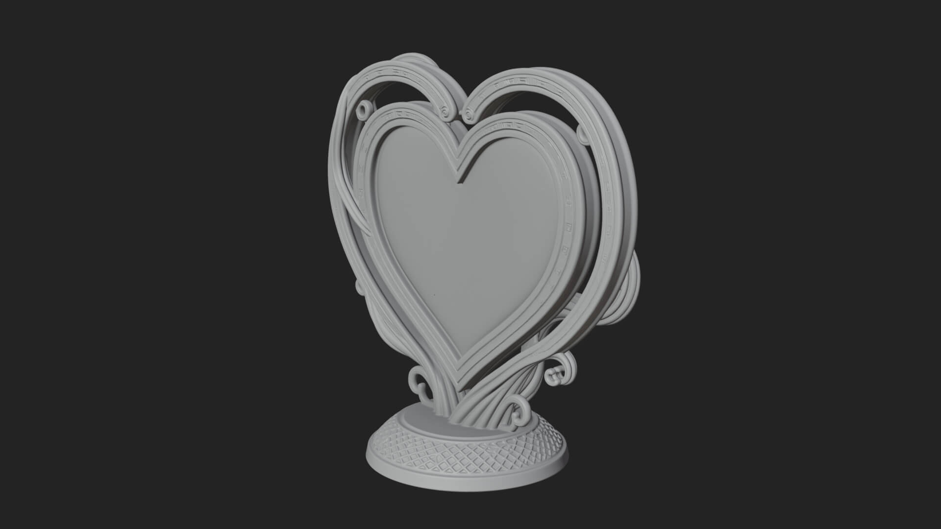 Ornate Framed Heart Plaque Design 204 3D Print Model 3D Model