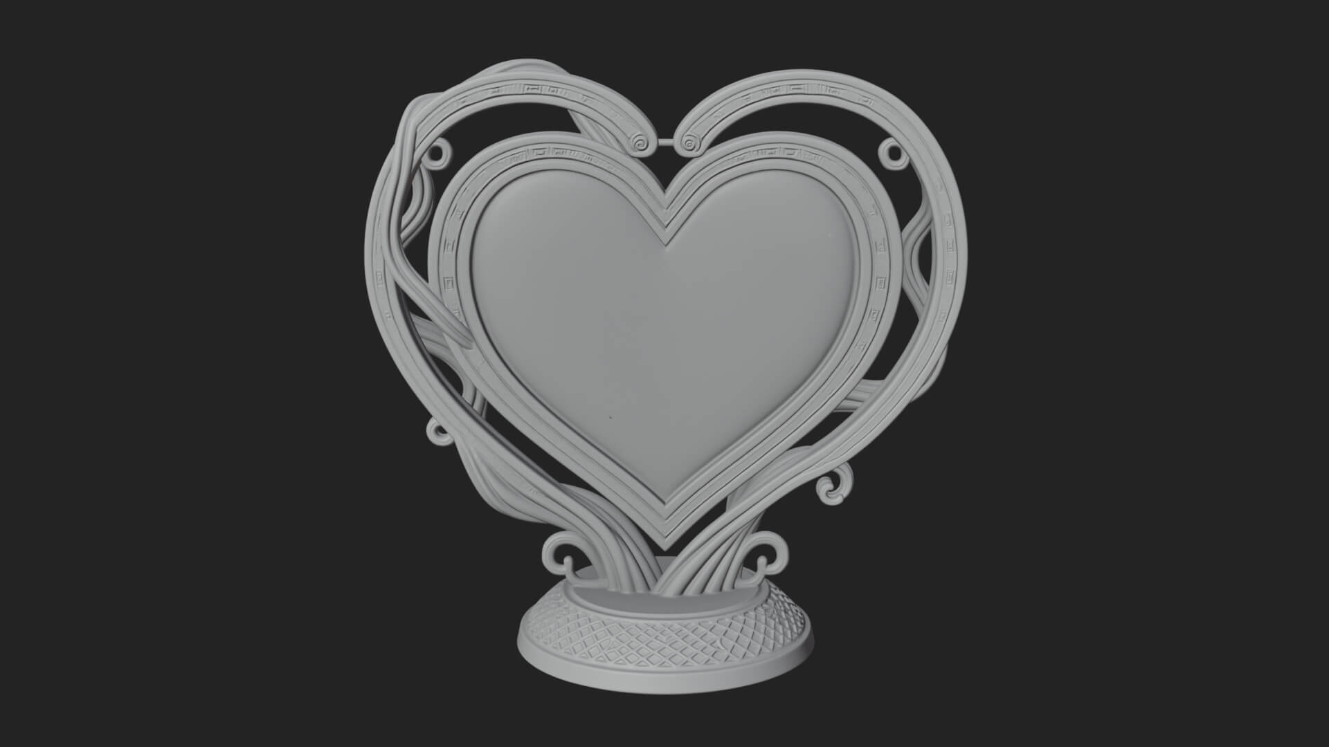 Ornate Framed Heart Plaque Design 204 3D Print Model 3D Model