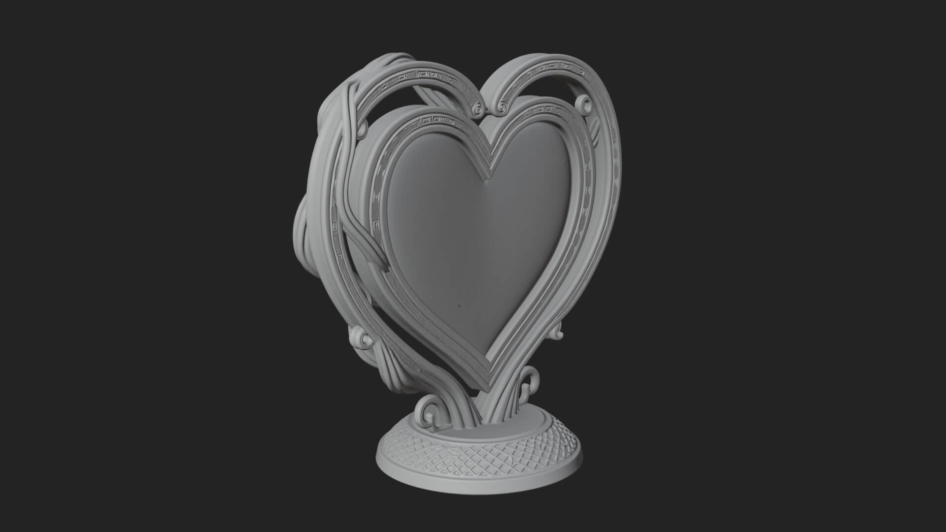 Ornate Framed Heart Plaque Design 204 3D Print Model 3D Model