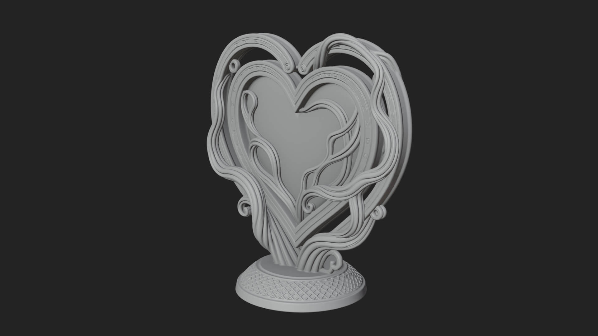 Ornate Framed Heart Plaque Design 204 3D Print Model 3D Model