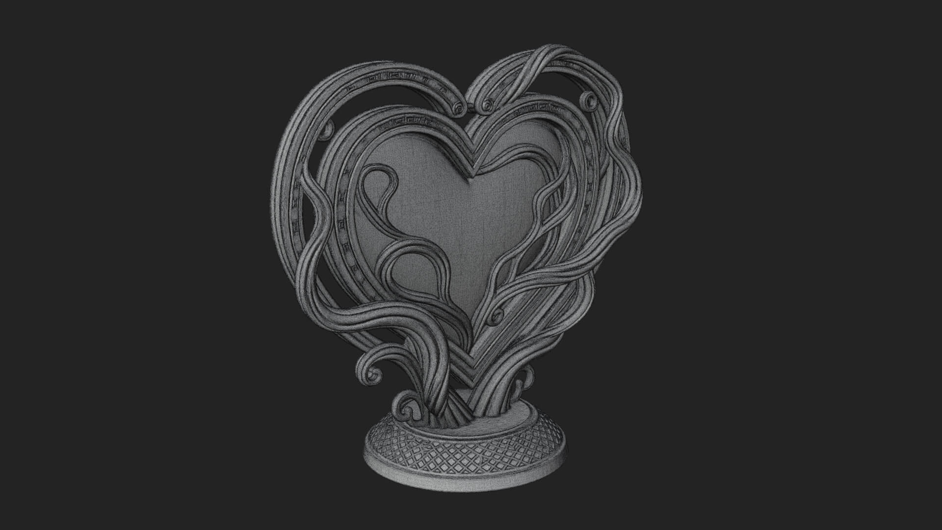Ornate Framed Heart Plaque Design 204 3D Print Model 3D Model