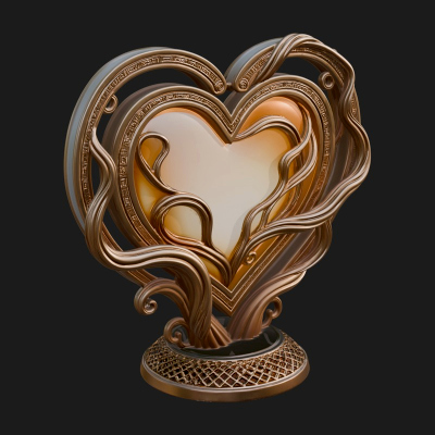 Ornate Framed Heart Plaque Design 204 3D Print Model