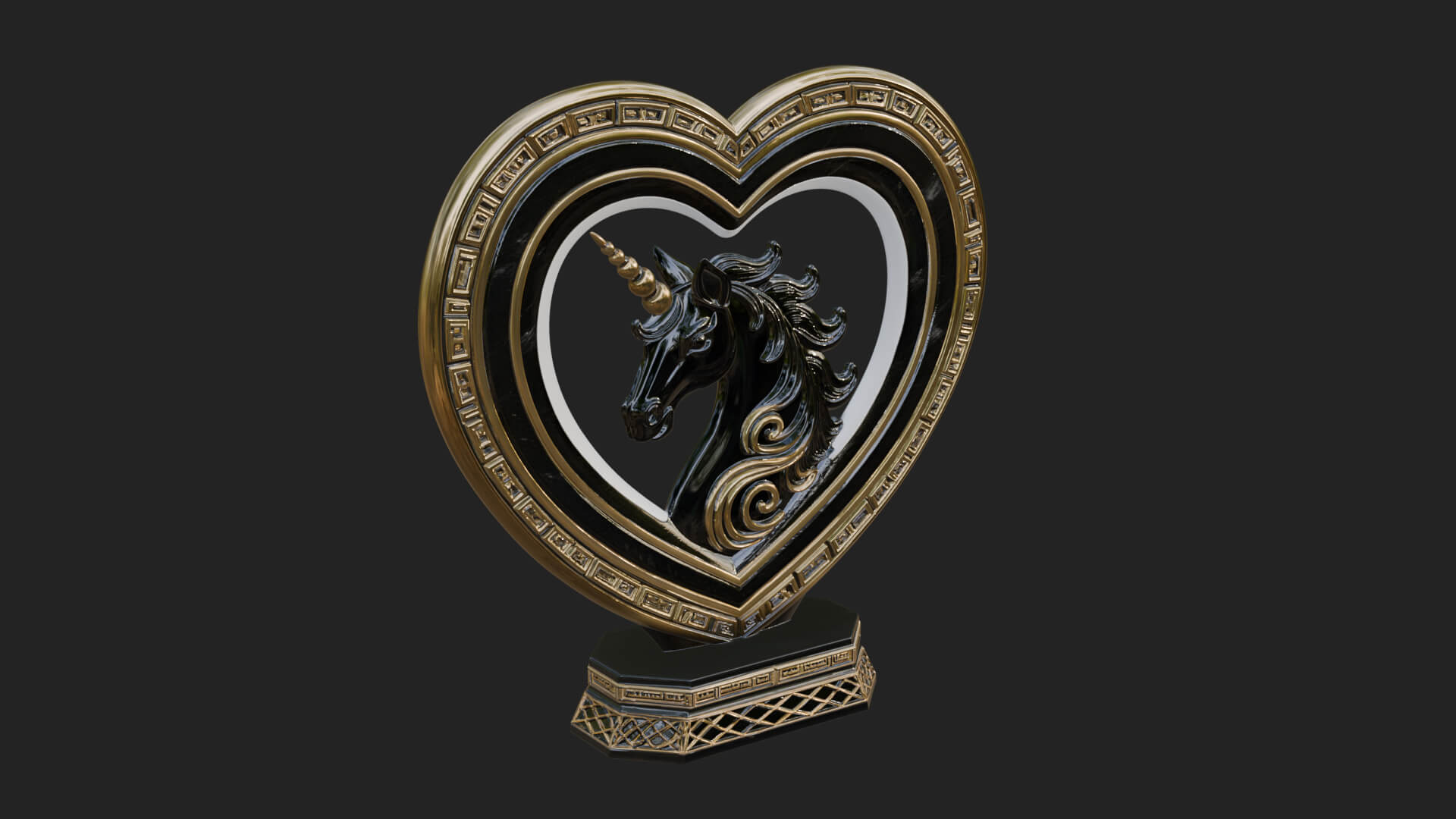 Ornate Framed Heart Plaque Design 205 3D Print Model 3D Model