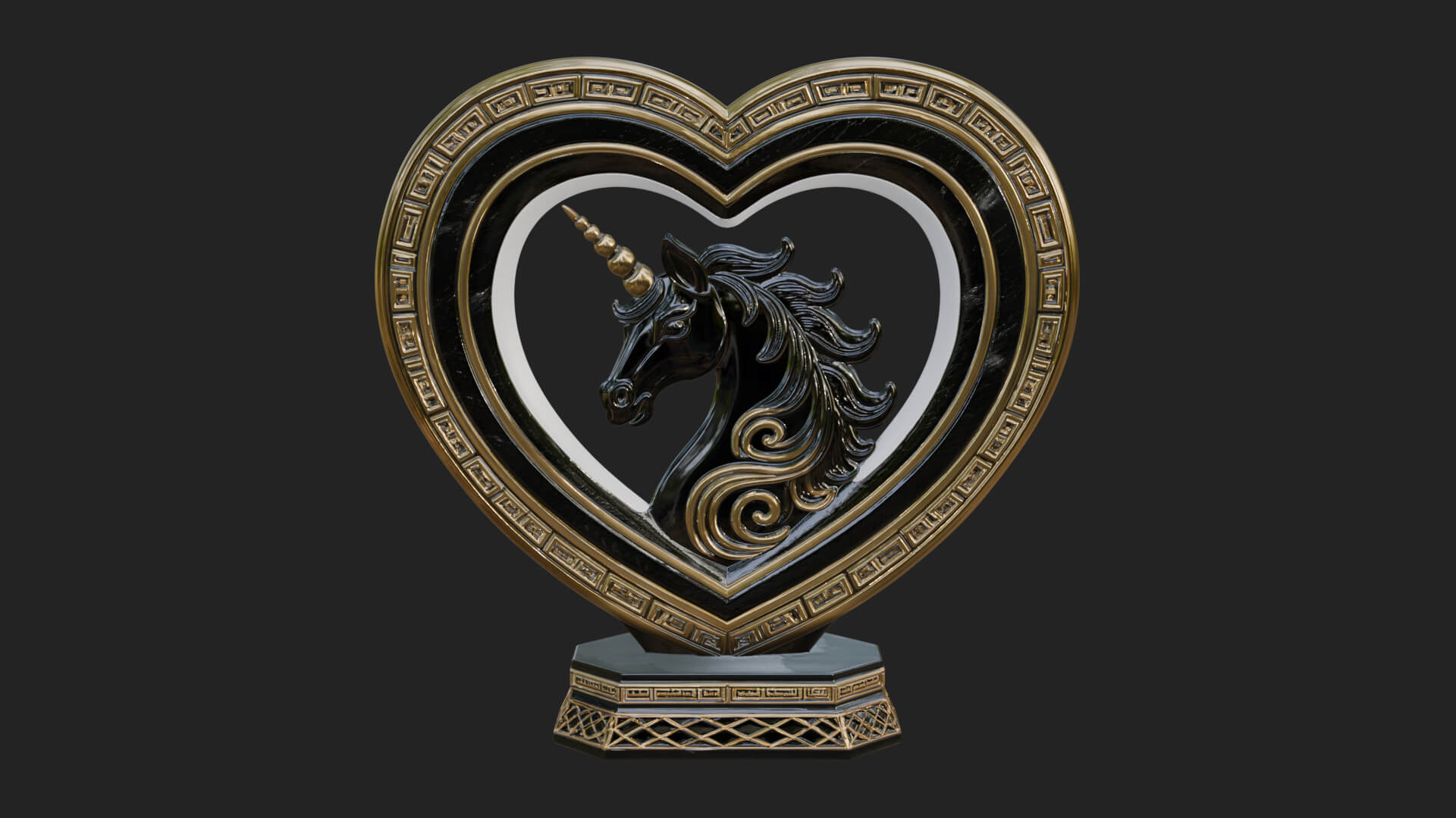 Ornate Framed Heart Plaque Design 205 3D Print Model 3D Model