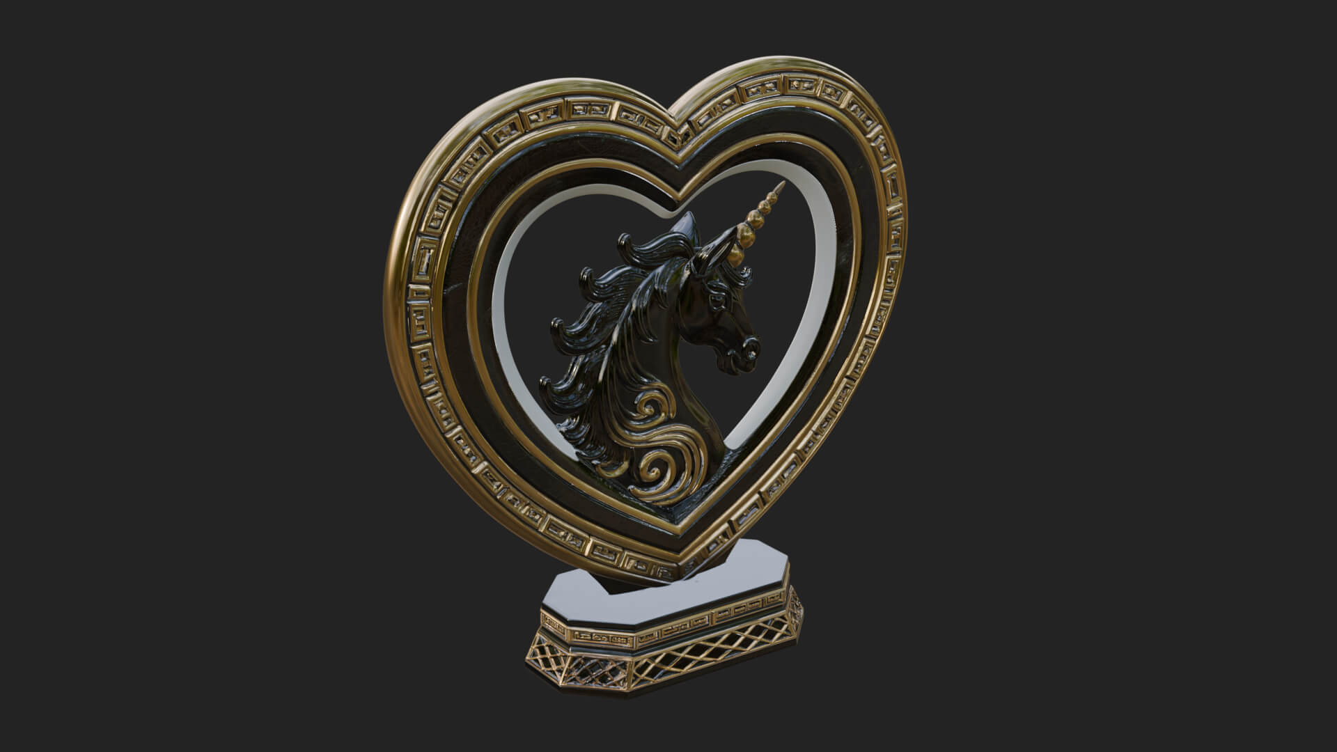 Ornate Framed Heart Plaque Design 205 3D Print Model 3D Model
