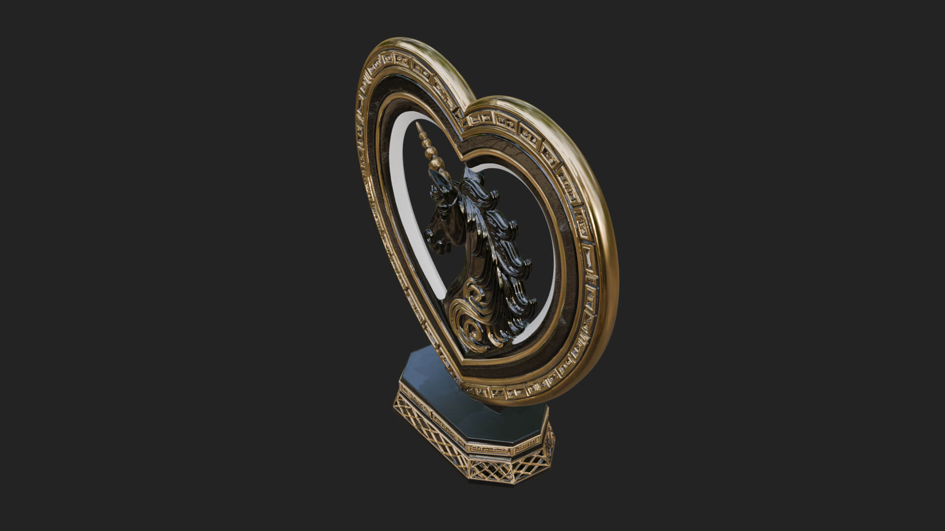 Ornate Framed Heart Plaque Design 205 3D Print Model 3D Model
