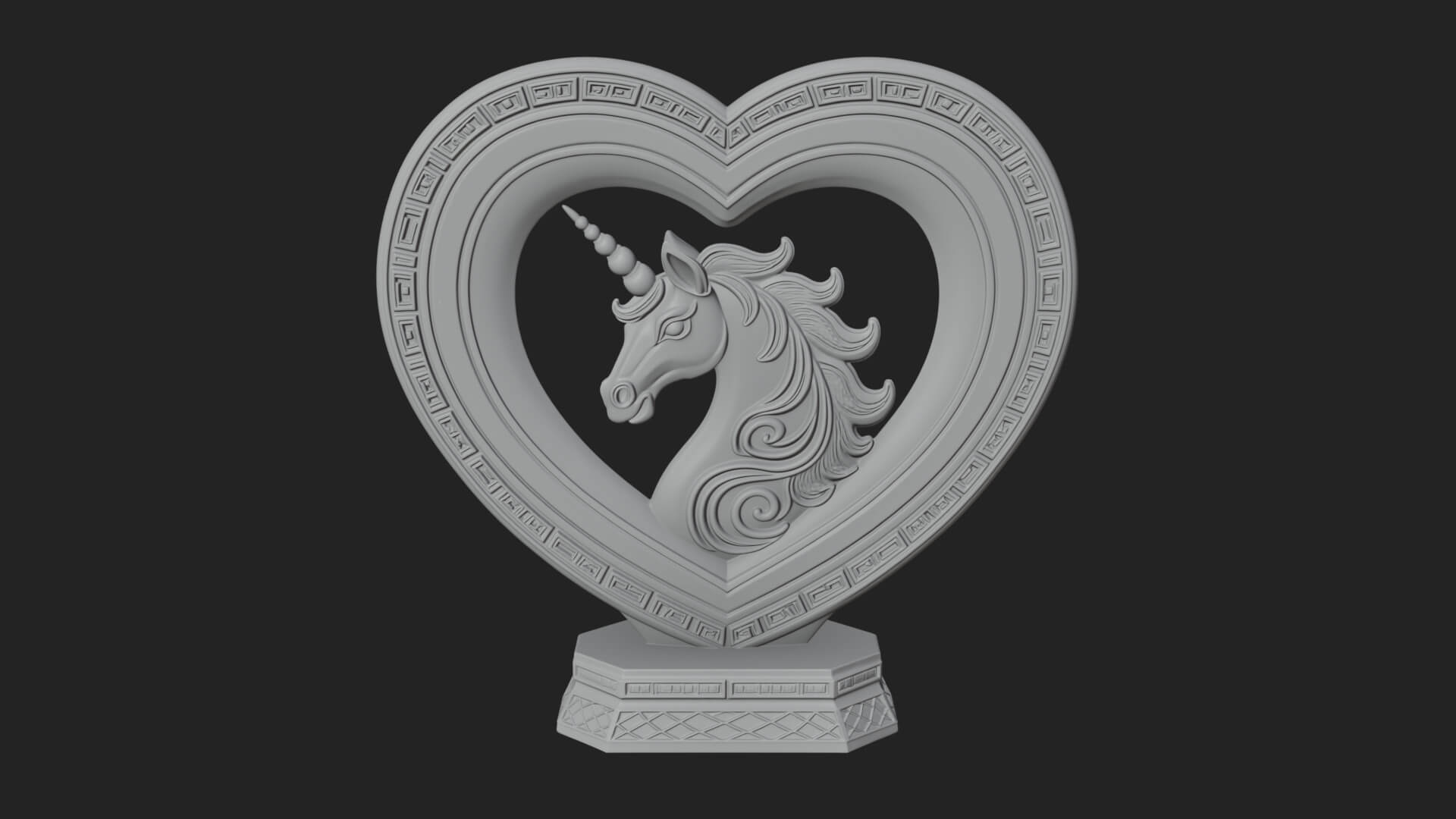 Ornate Framed Heart Plaque Design 205 3D Print Model 3D Model