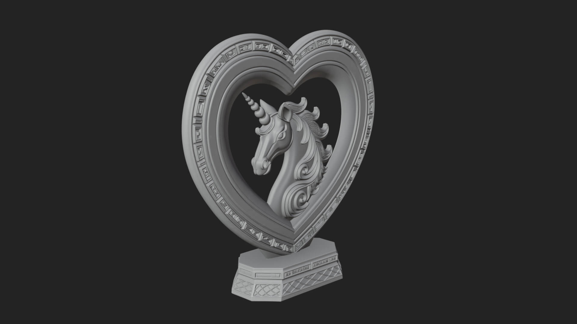 Ornate Framed Heart Plaque Design 205 3D Print Model 3D Model