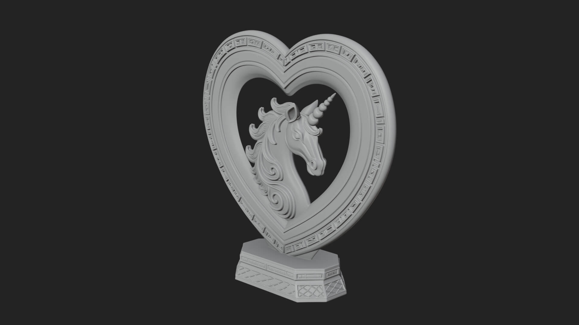 Ornate Framed Heart Plaque Design 205 3D Print Model 3D Model
