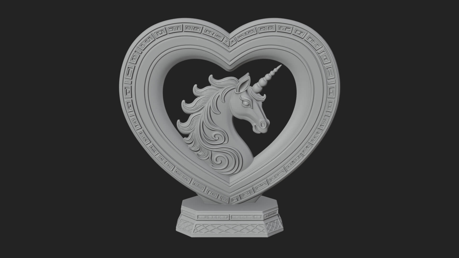Ornate Framed Heart Plaque Design 205 3D Print Model 3D Model