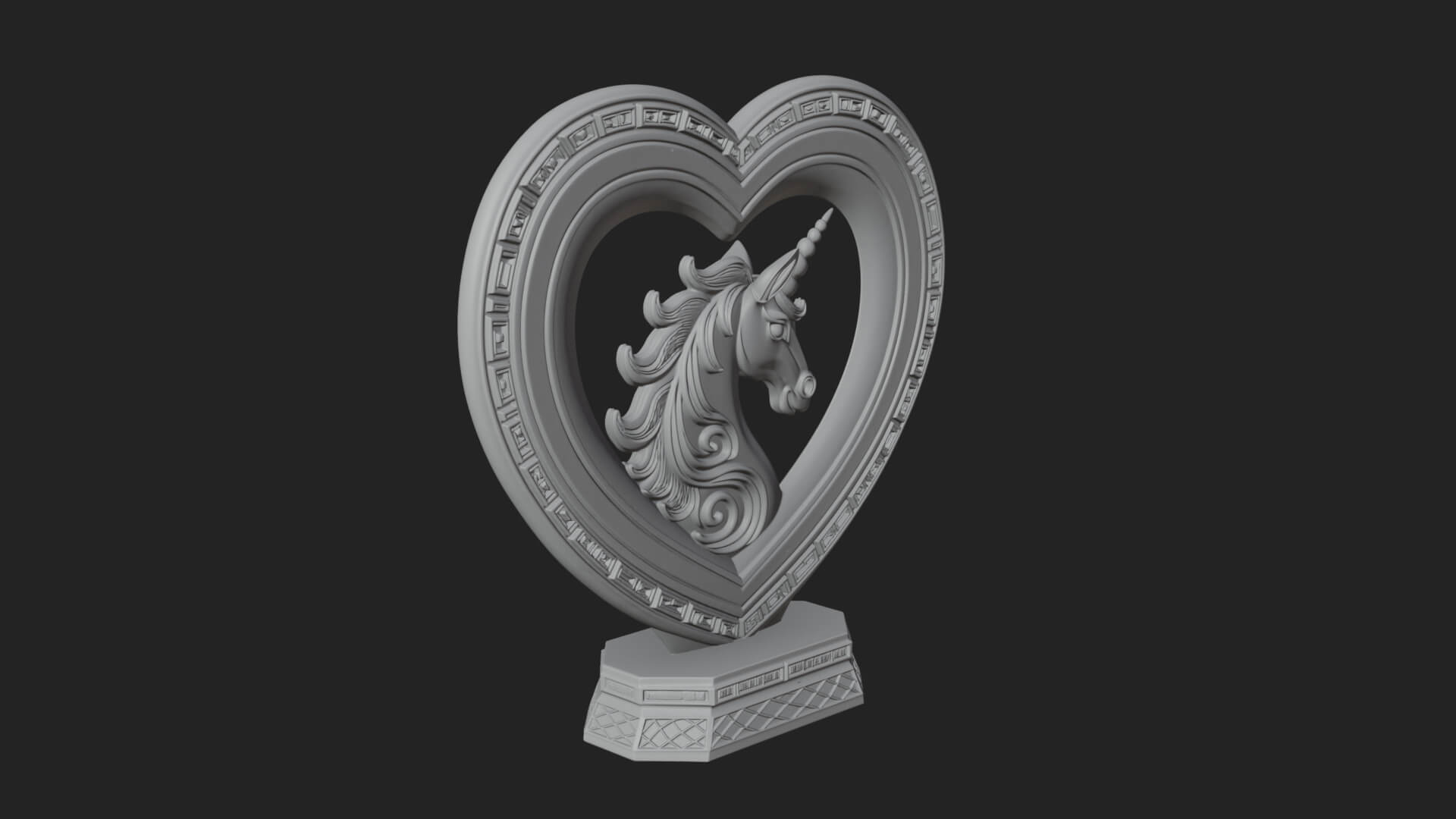 Ornate Framed Heart Plaque Design 205 3D Print Model 3D Model