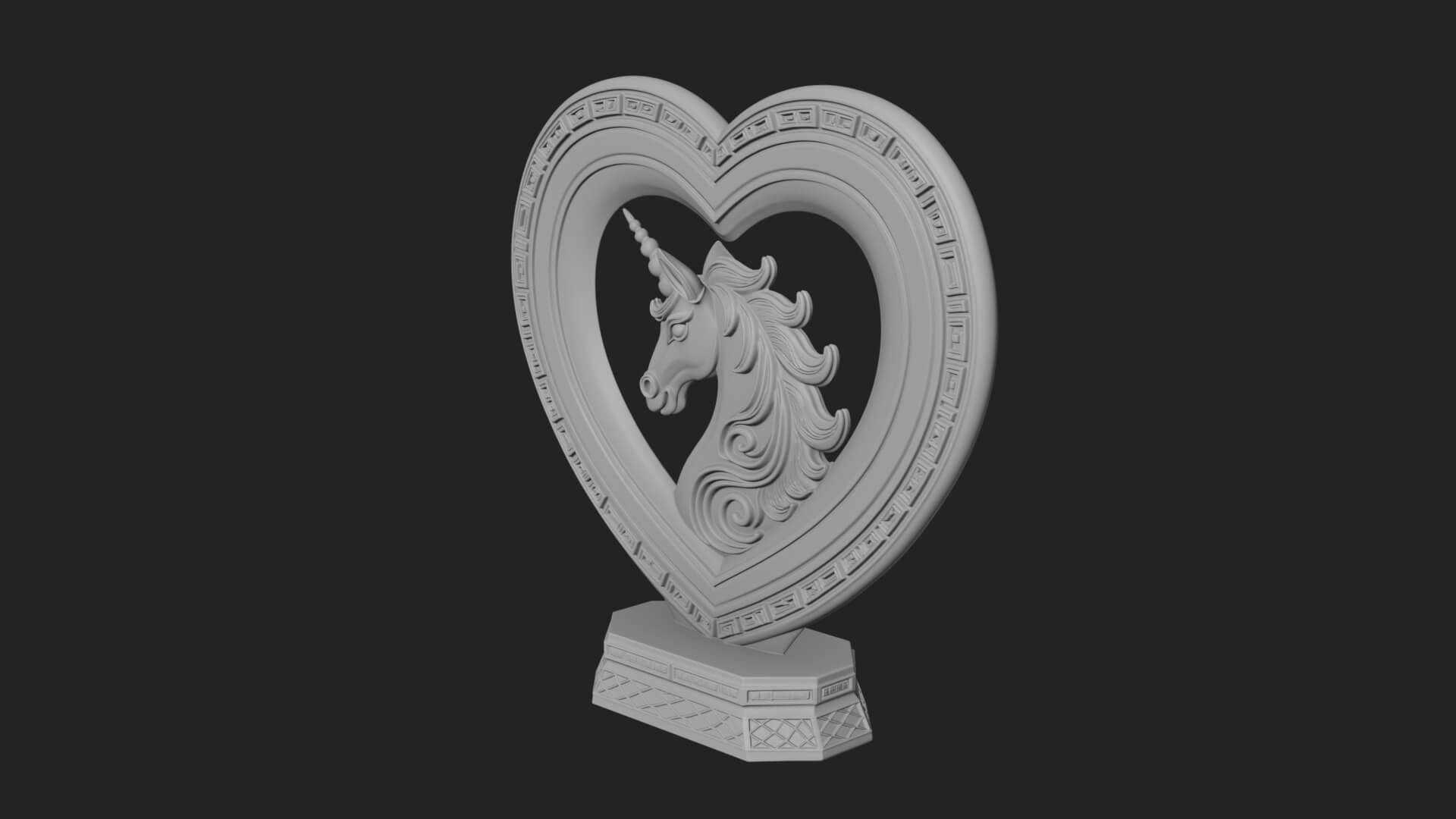 Ornate Framed Heart Plaque Design 205 3D Print Model 3D Model
