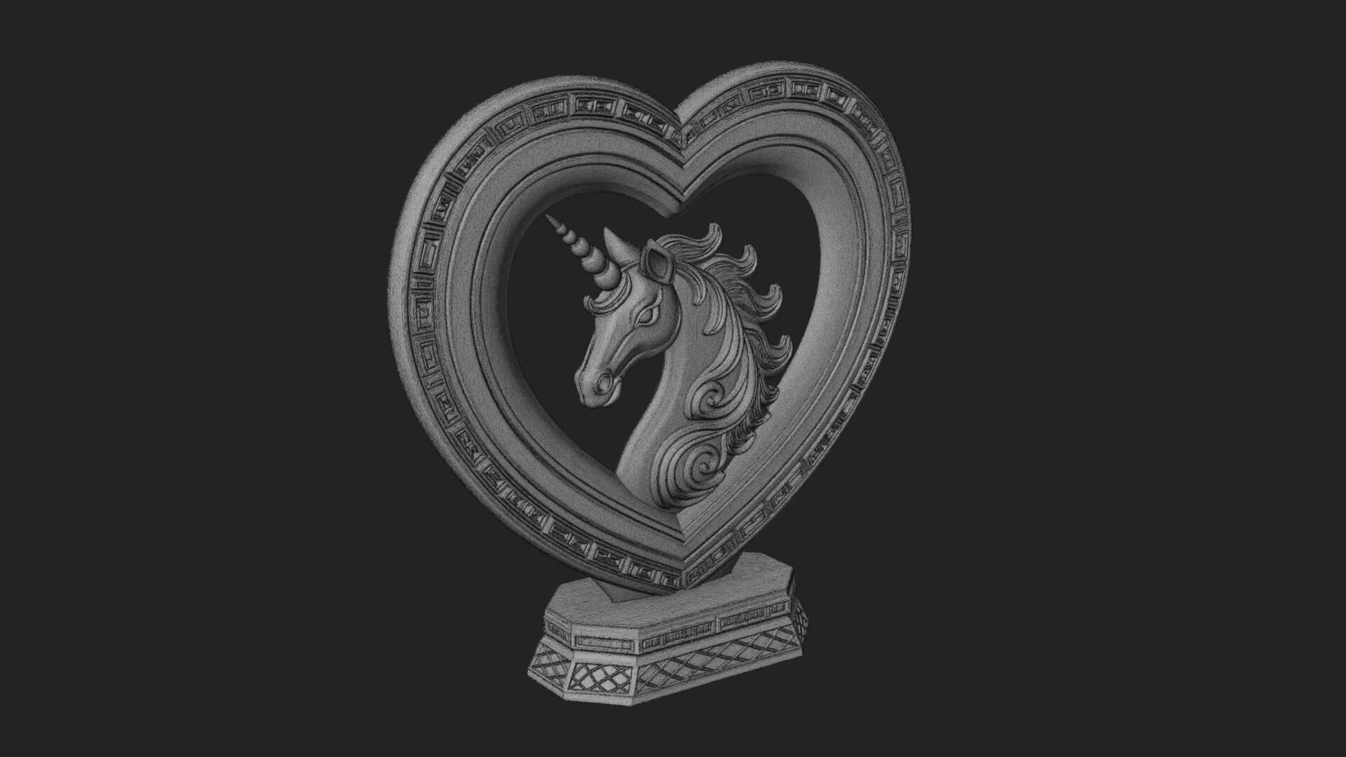 Ornate Framed Heart Plaque Design 205 3D Print Model 3D Model