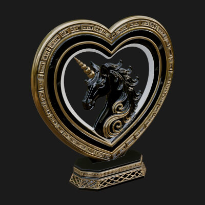Ornate Framed Heart Plaque Design 205 3D Print Model