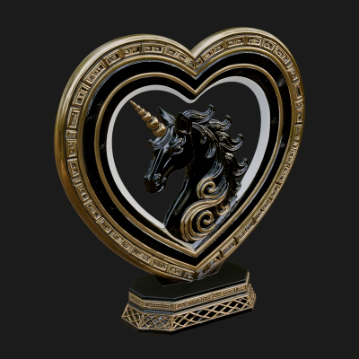 Ornate Framed Heart Plaque Design 205 3D Print Model