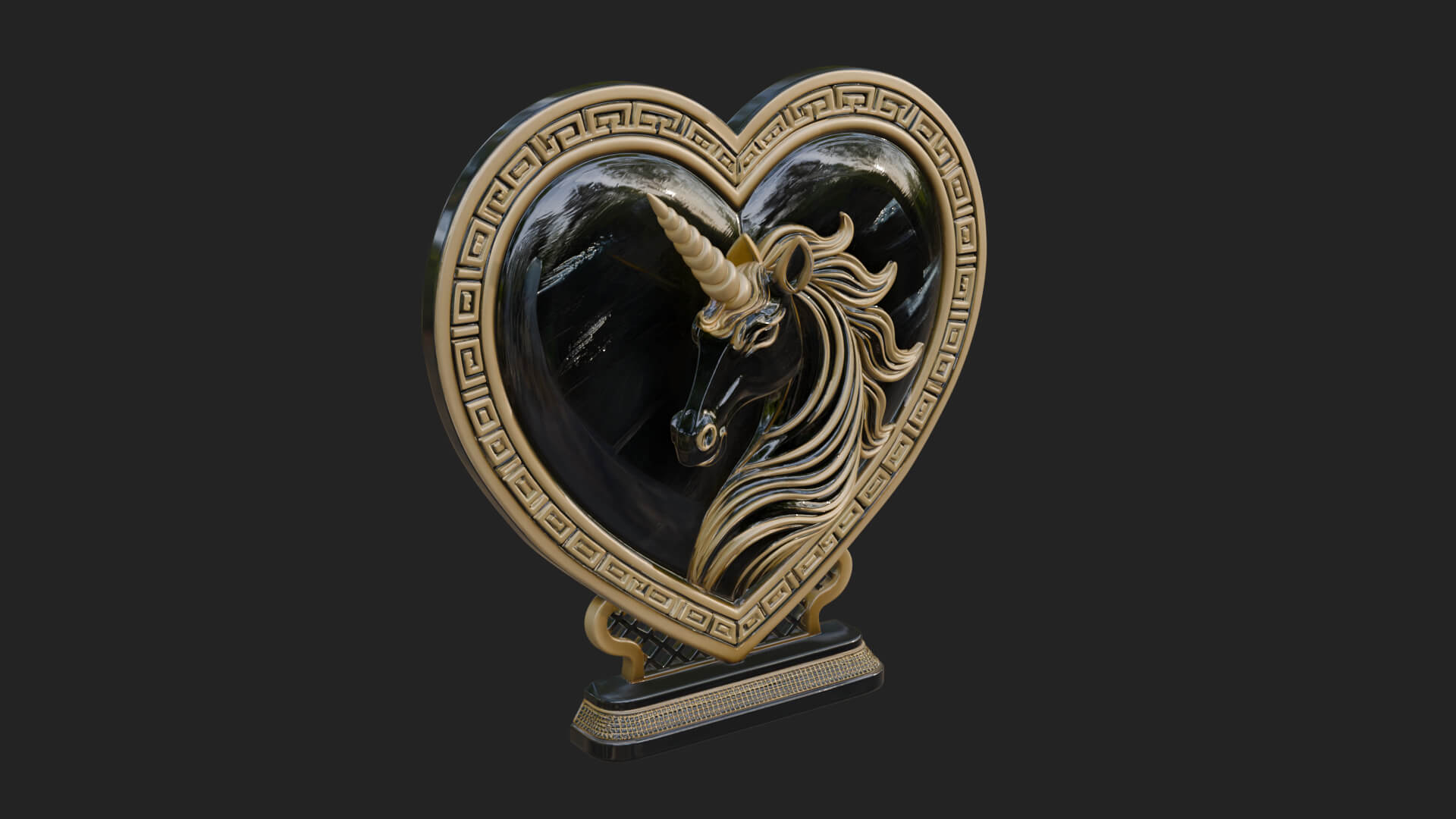 Ornate Framed Heart Plaque Design 206 3D Print Model 3D Model