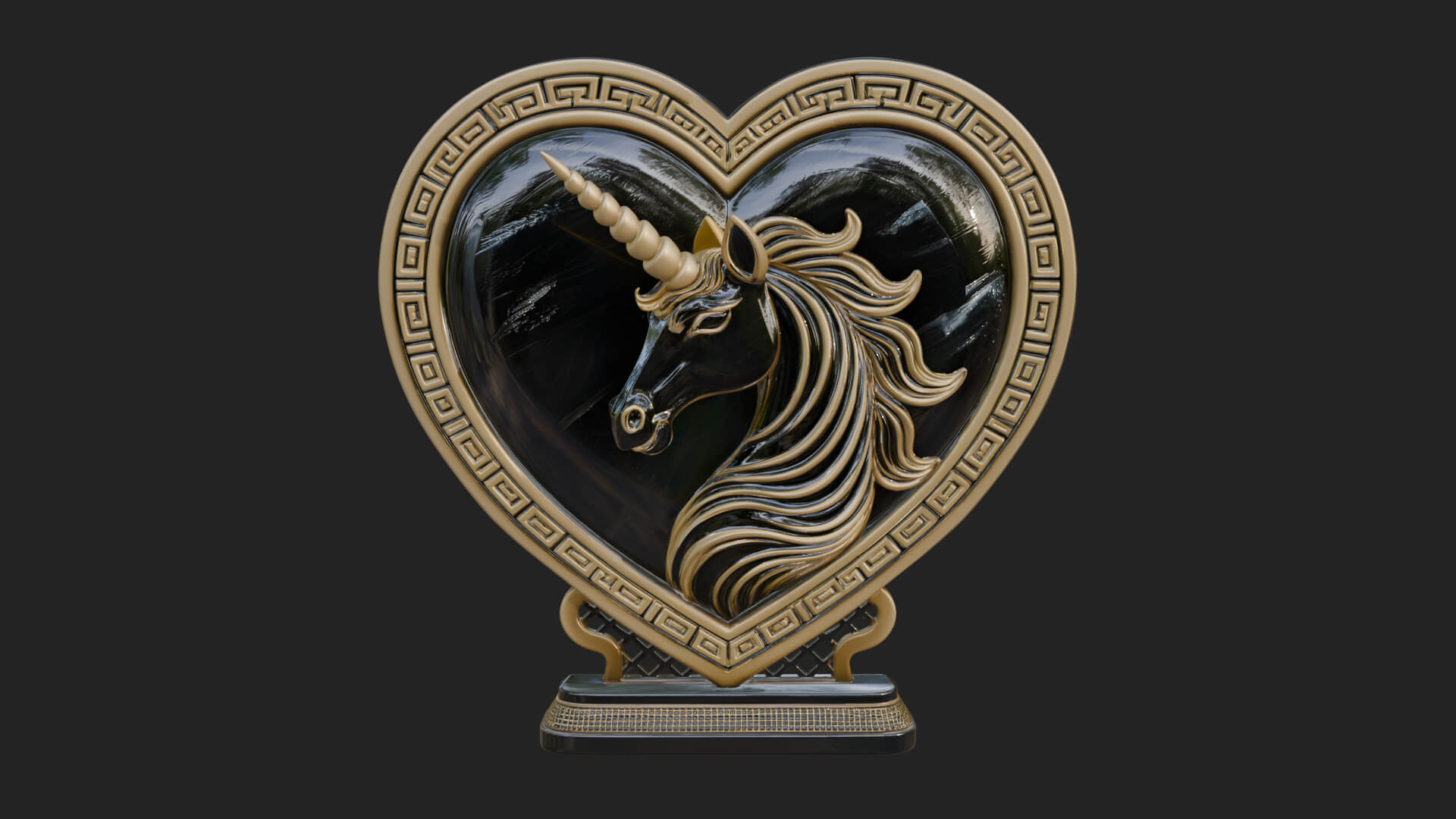 Ornate Framed Heart Plaque Design 206 3D Print Model 3D Model