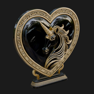 Ornate Framed Heart Plaque Design 206 3D Print Model