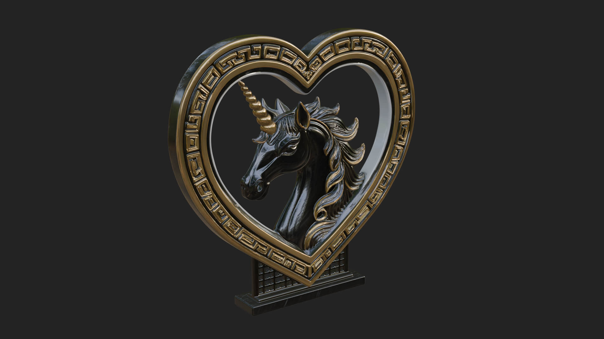 Ornate Framed Heart Plaque Design 207 3D Print Model 3D Model