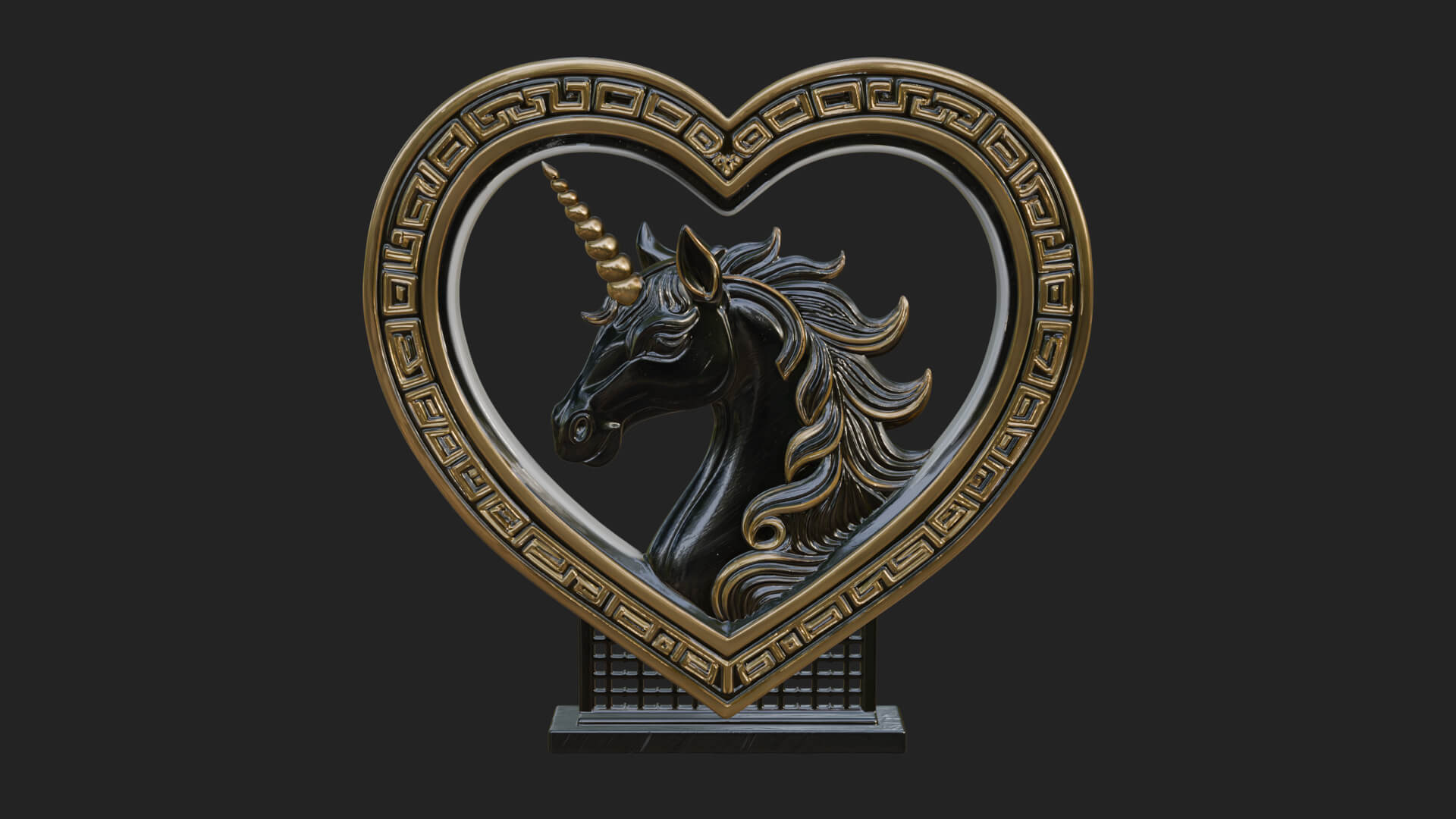 Ornate Framed Heart Plaque Design 207 3D Print Model 3D Model