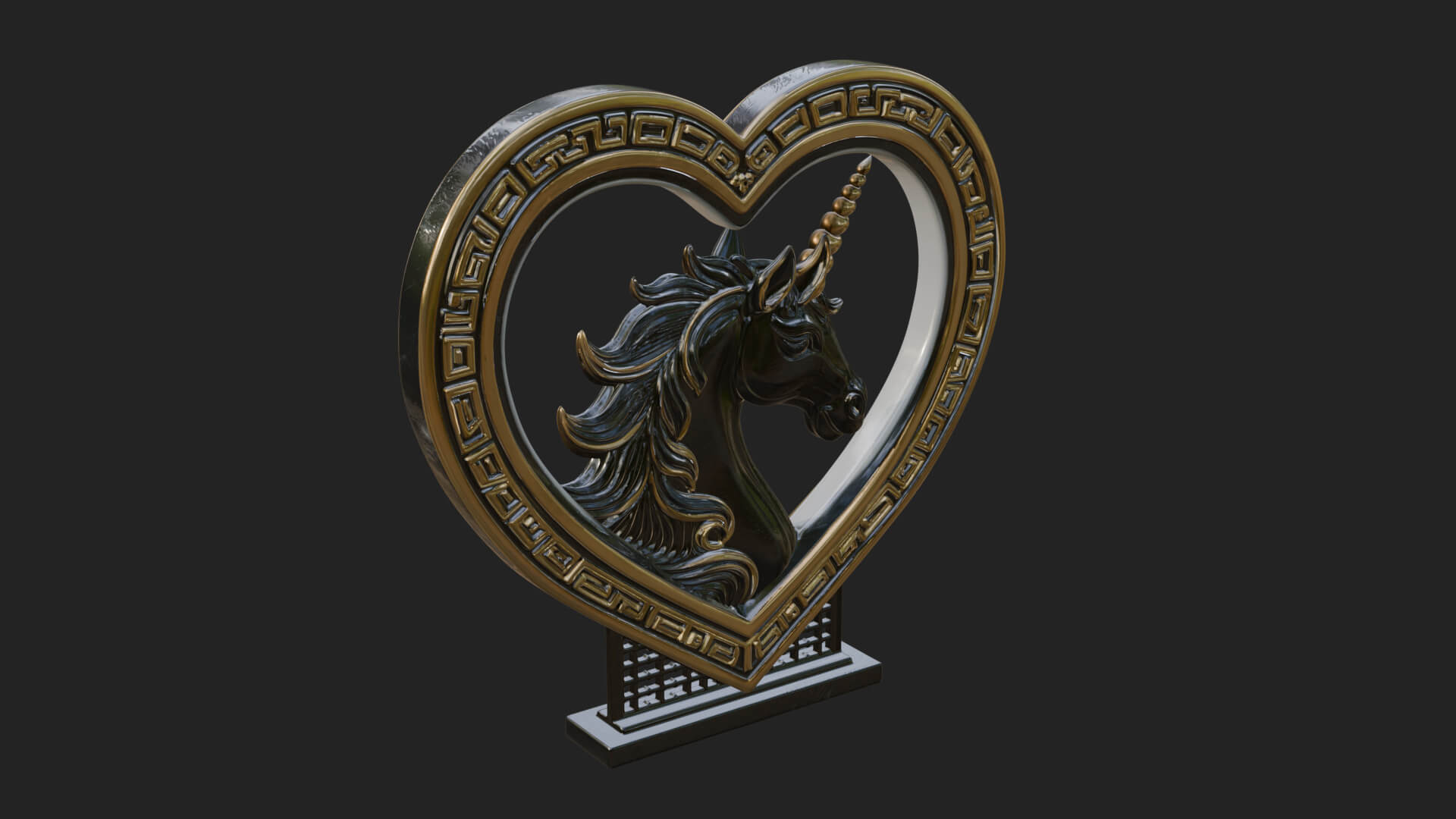 Ornate Framed Heart Plaque Design 207 3D Print Model 3D Model