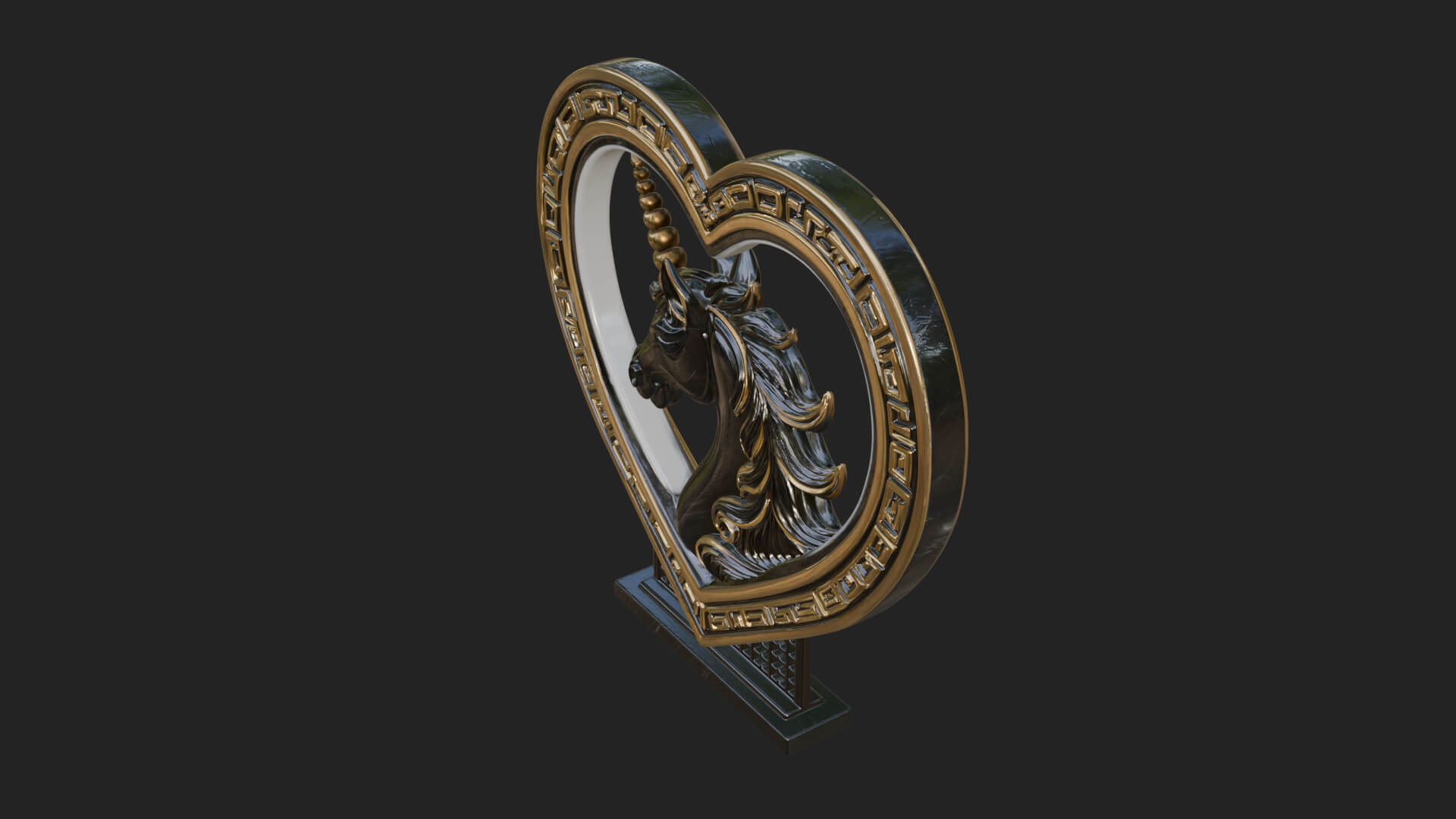 Ornate Framed Heart Plaque Design 207 3D Print Model 3D Model