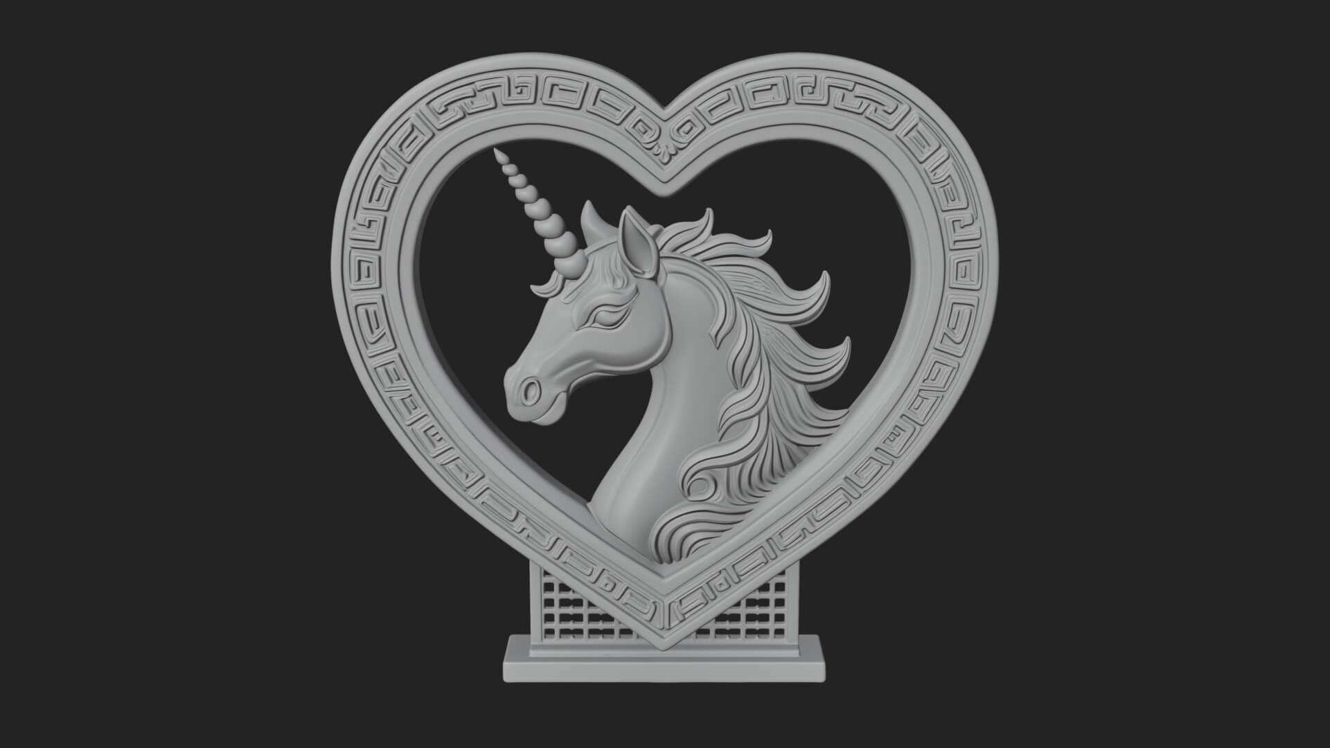 Ornate Framed Heart Plaque Design 207 3D Print Model 3D Model