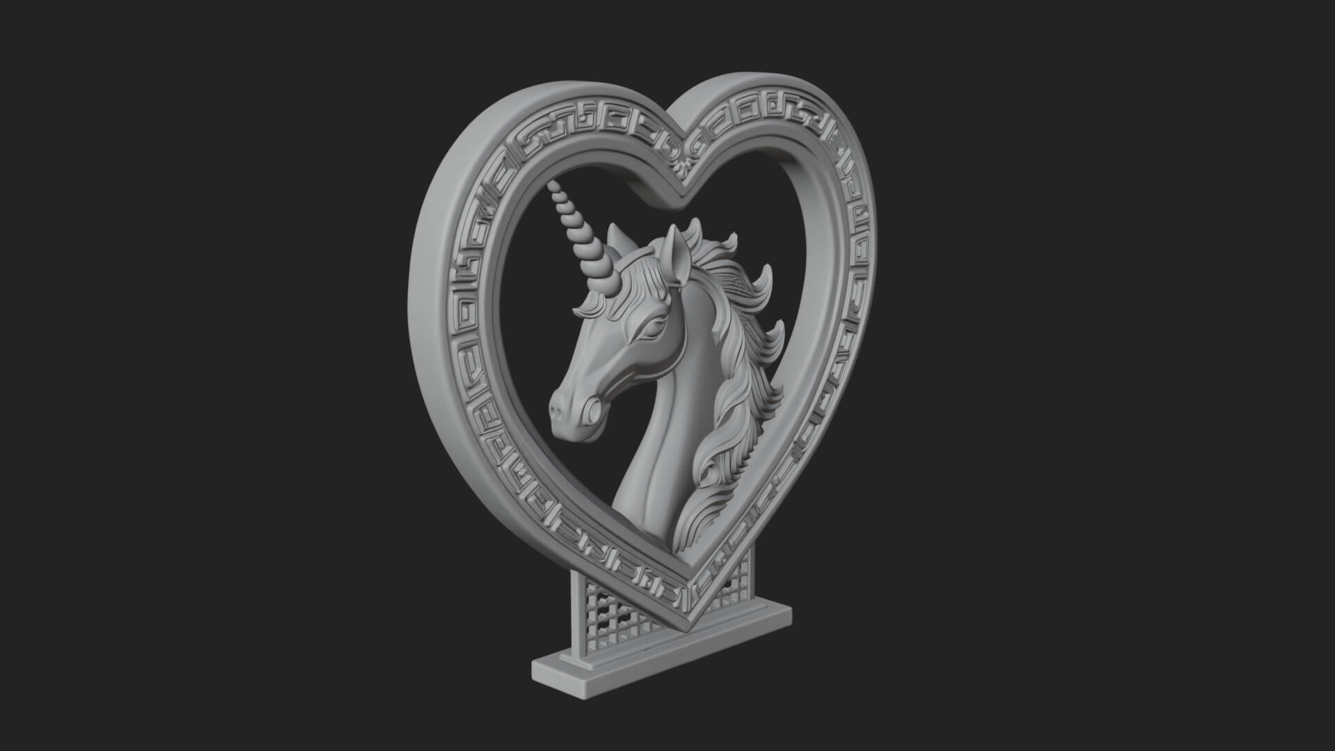 Ornate Framed Heart Plaque Design 207 3D Print Model 3D Model