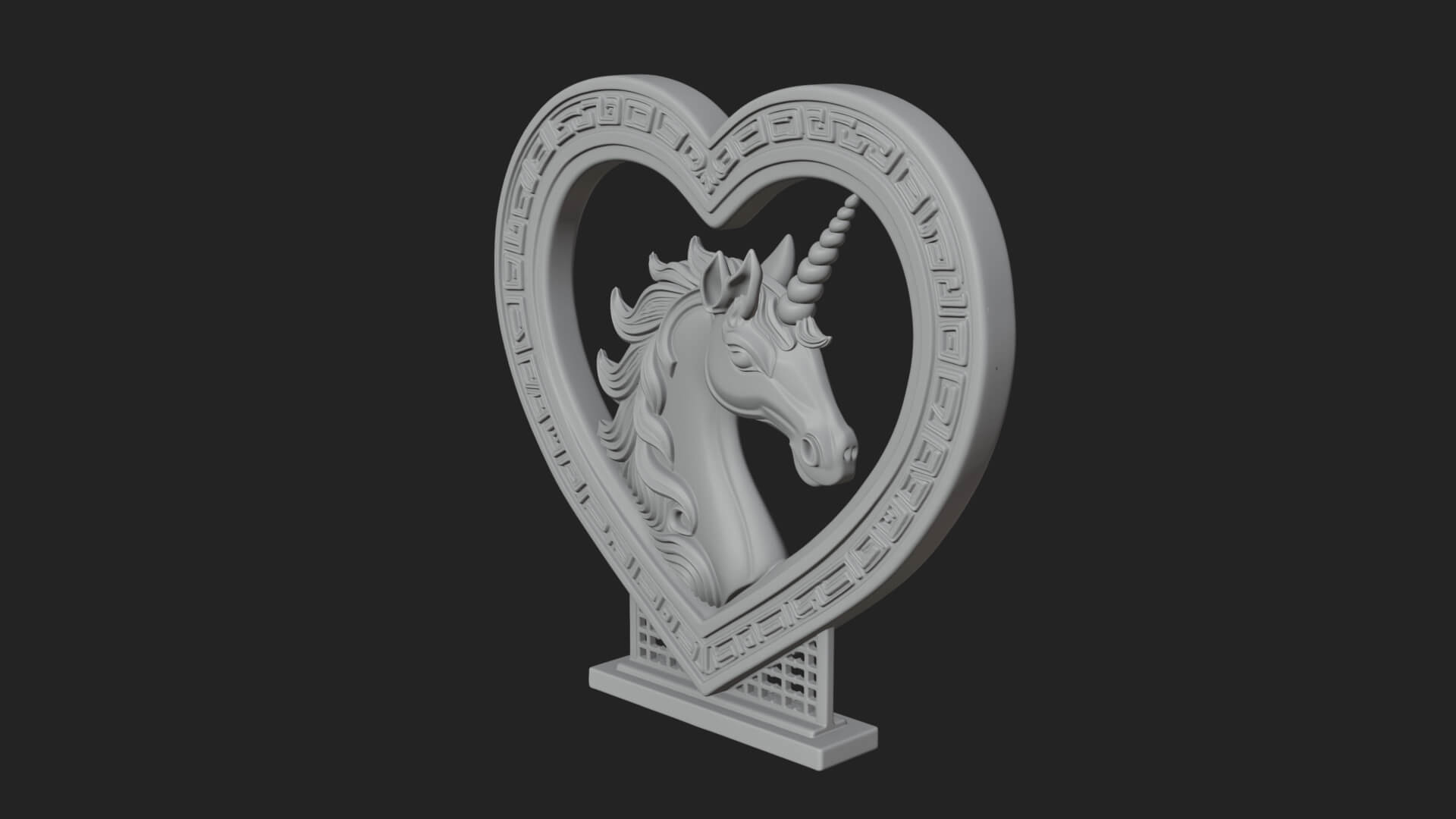 Ornate Framed Heart Plaque Design 207 3D Print Model 3D Model