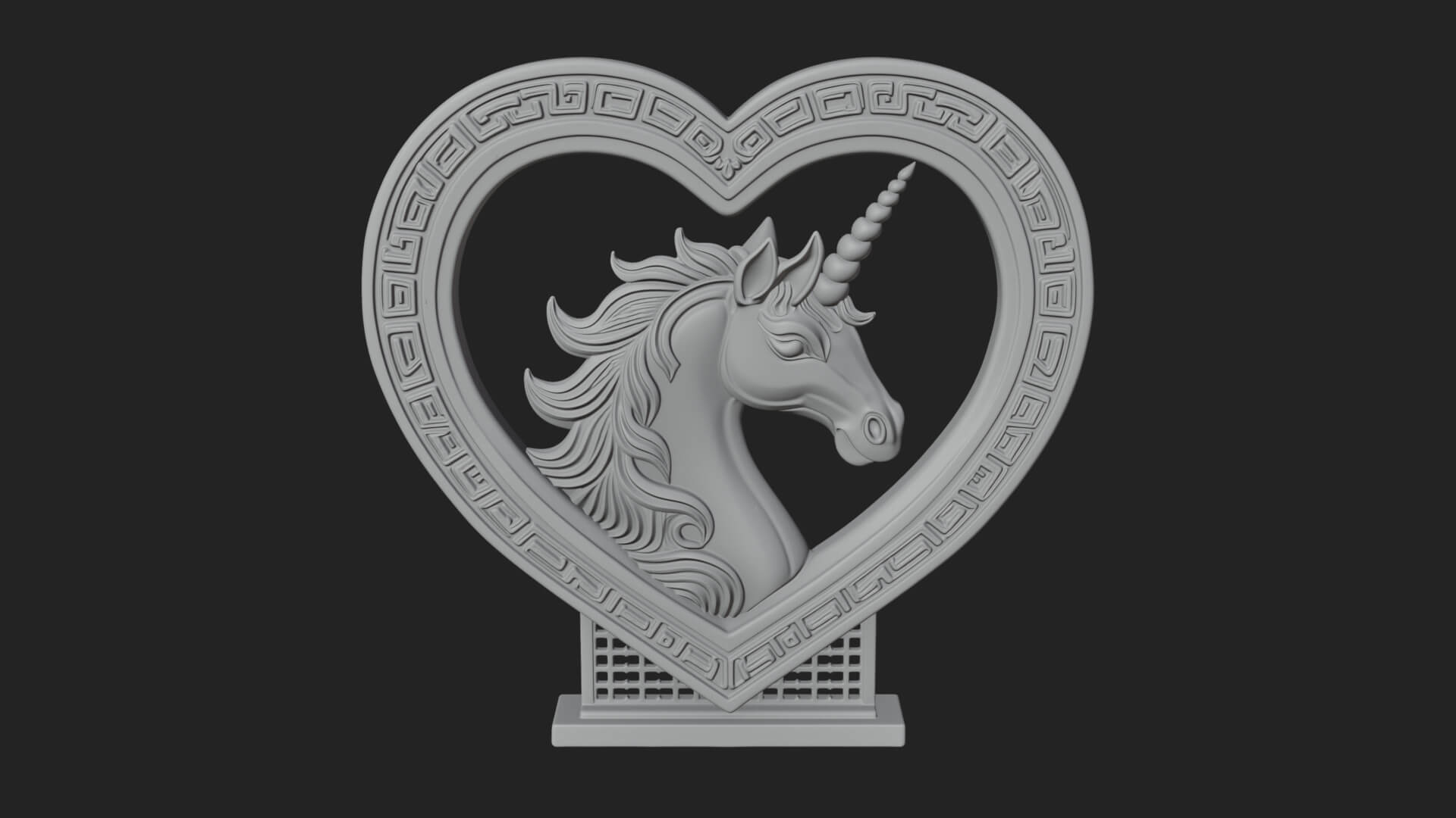 Ornate Framed Heart Plaque Design 207 3D Print Model 3D Model