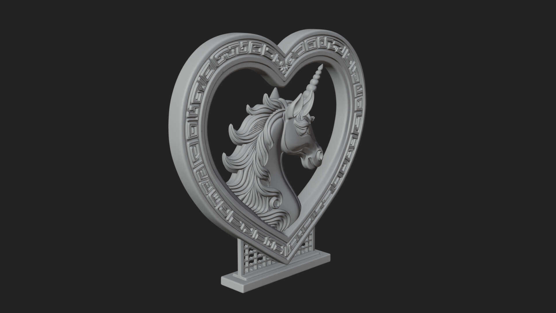 Ornate Framed Heart Plaque Design 207 3D Print Model 3D Model