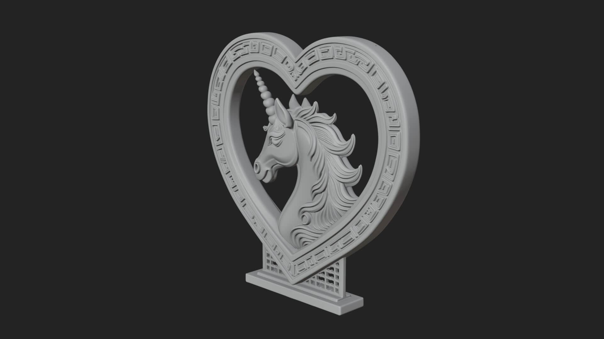 Ornate Framed Heart Plaque Design 207 3D Print Model 3D Model