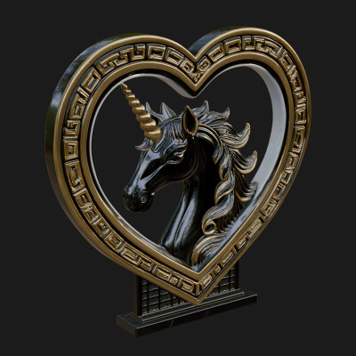 Ornate Framed Heart Plaque Design 207 3D Print Model