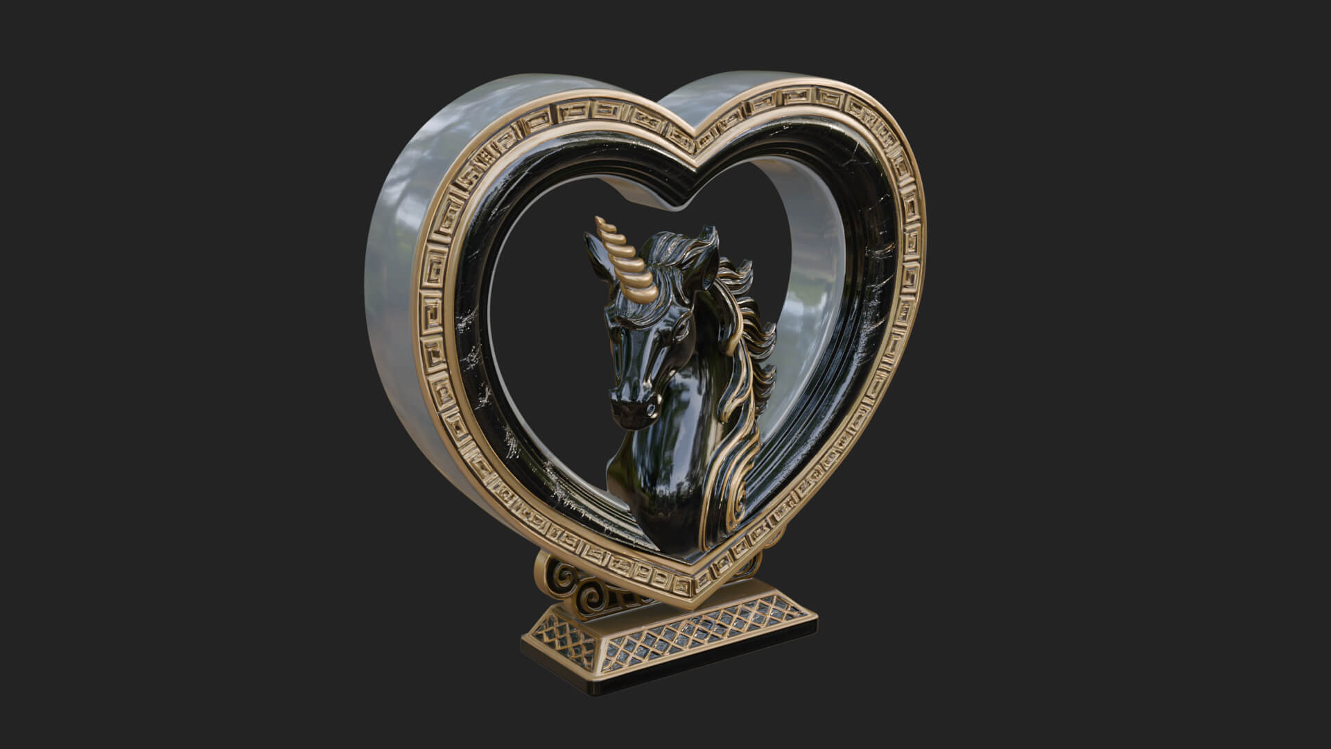 Ornate Framed Heart Plaque Design 208 3D Print Model 3D Model