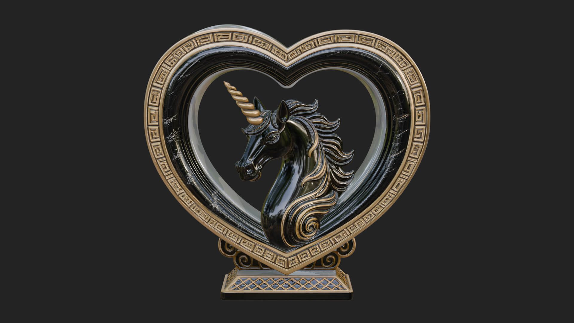 Ornate Framed Heart Plaque Design 208 3D Print Model 3D Model