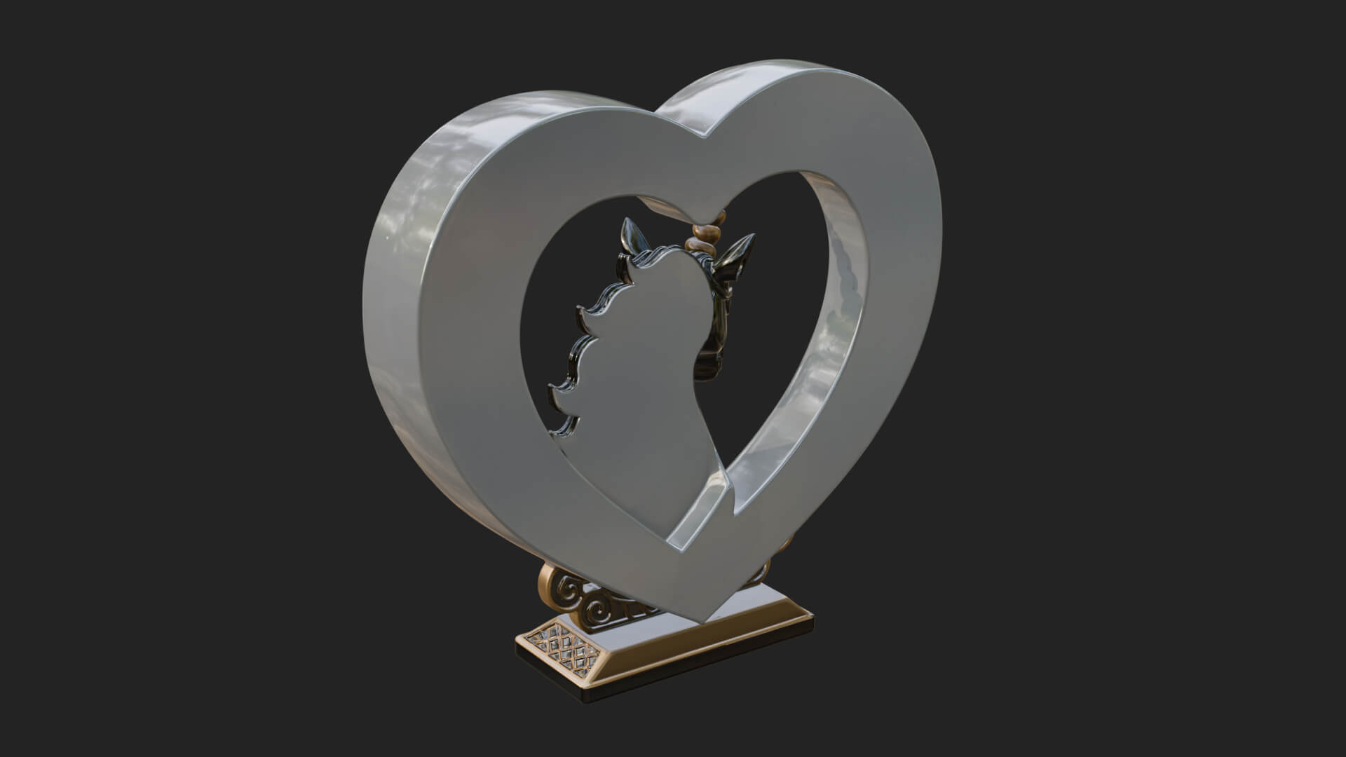 Ornate Framed Heart Plaque Design 208 3D Print Model 3D Model