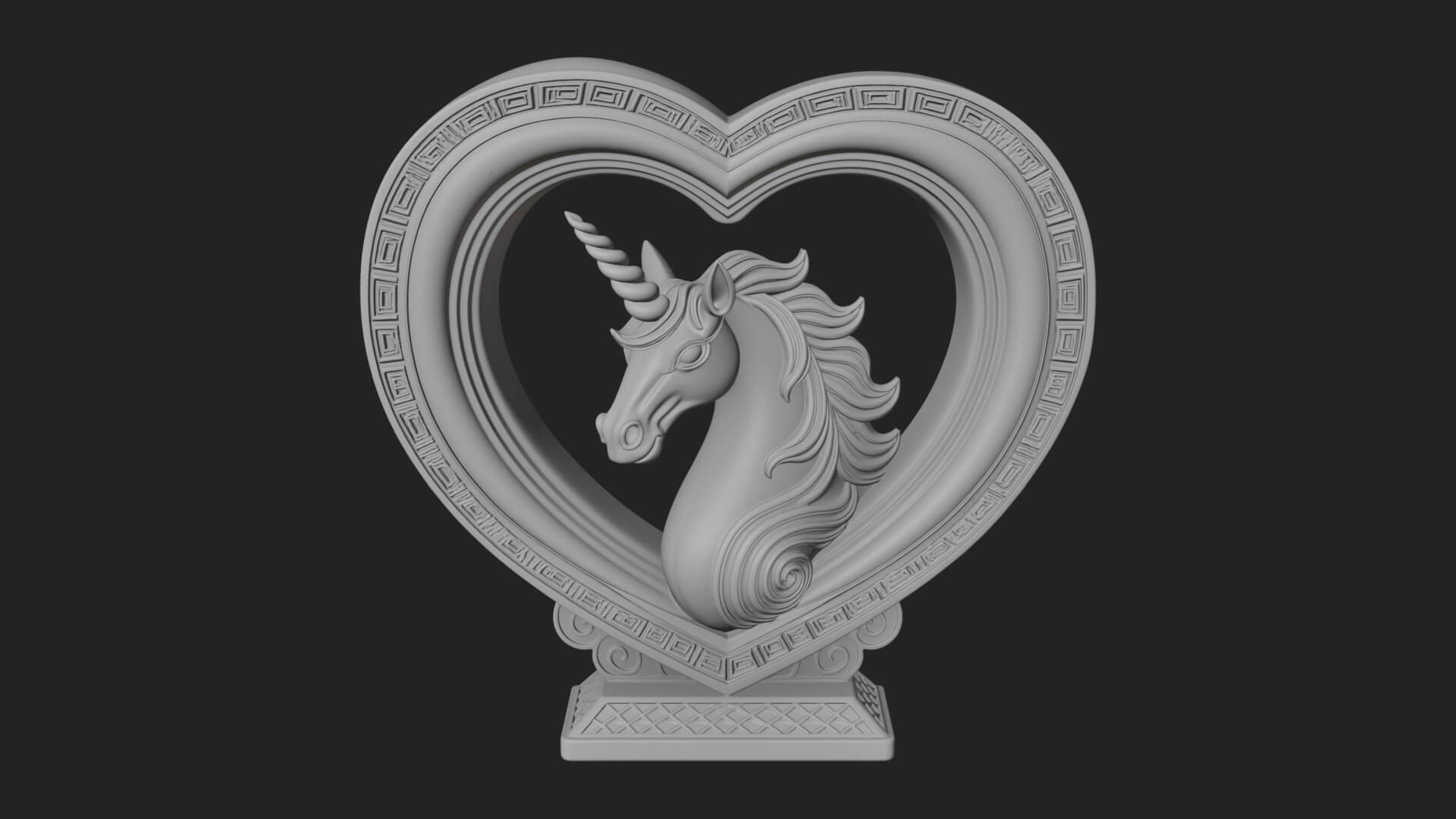 Ornate Framed Heart Plaque Design 208 3D Print Model 3D Model